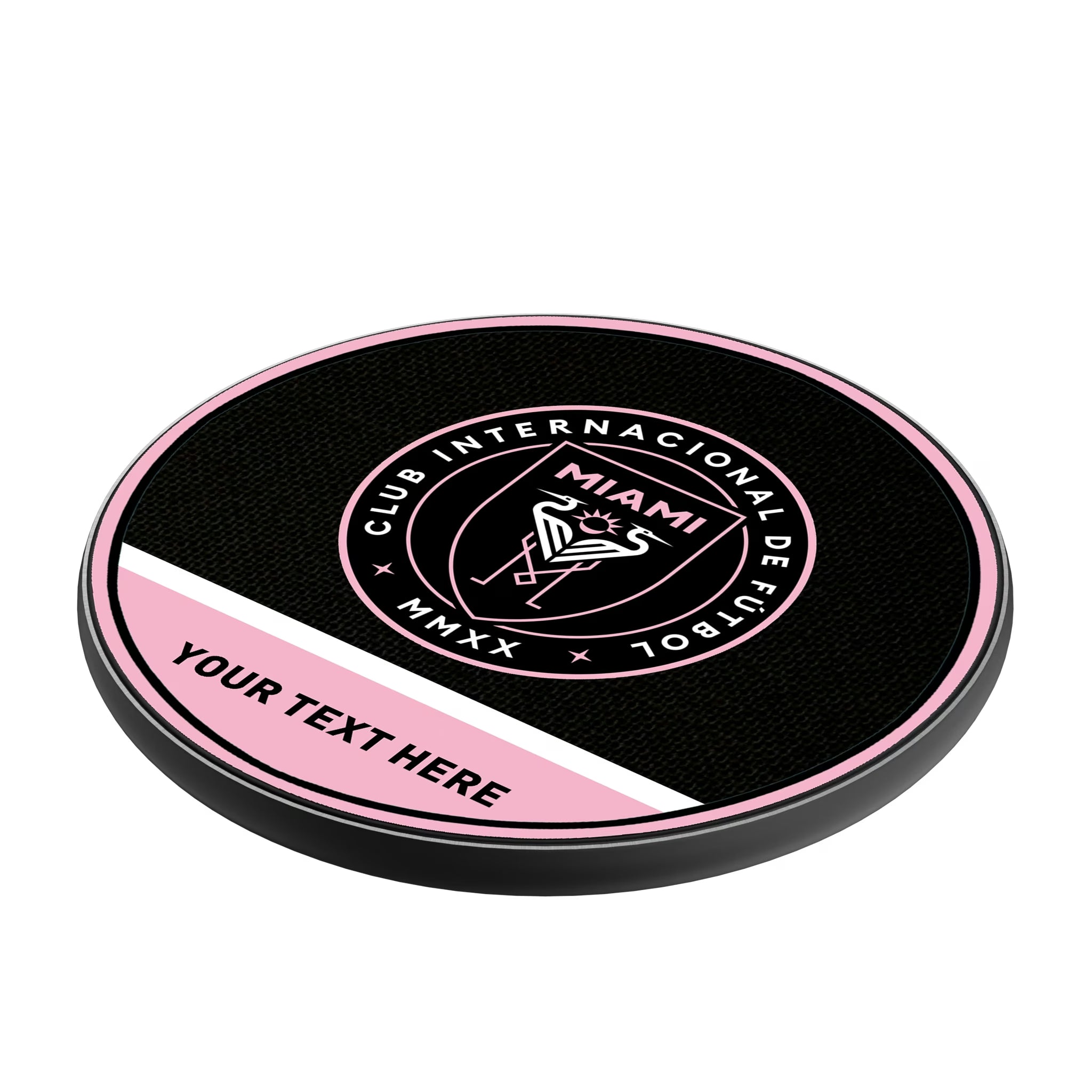 Inter Miami CF Personalized Endzone Solid 15-Watt Wireless Charger - Isometric View