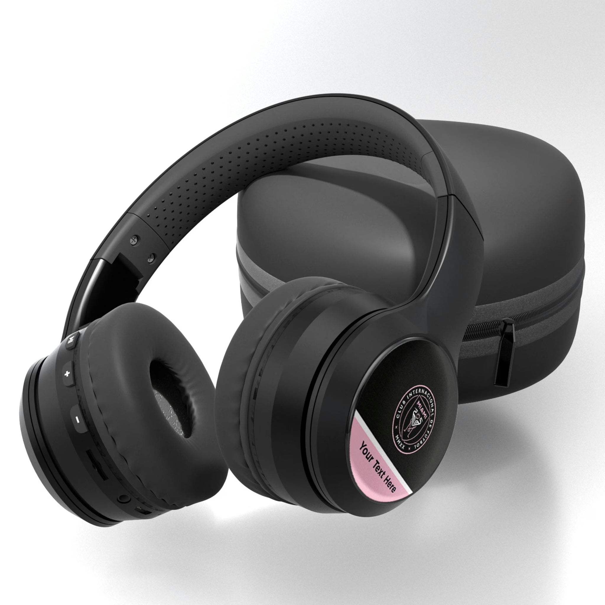 Inter Miami CF Personalized Endzone Solid Wireless Over-Ear BT Headphones With Case