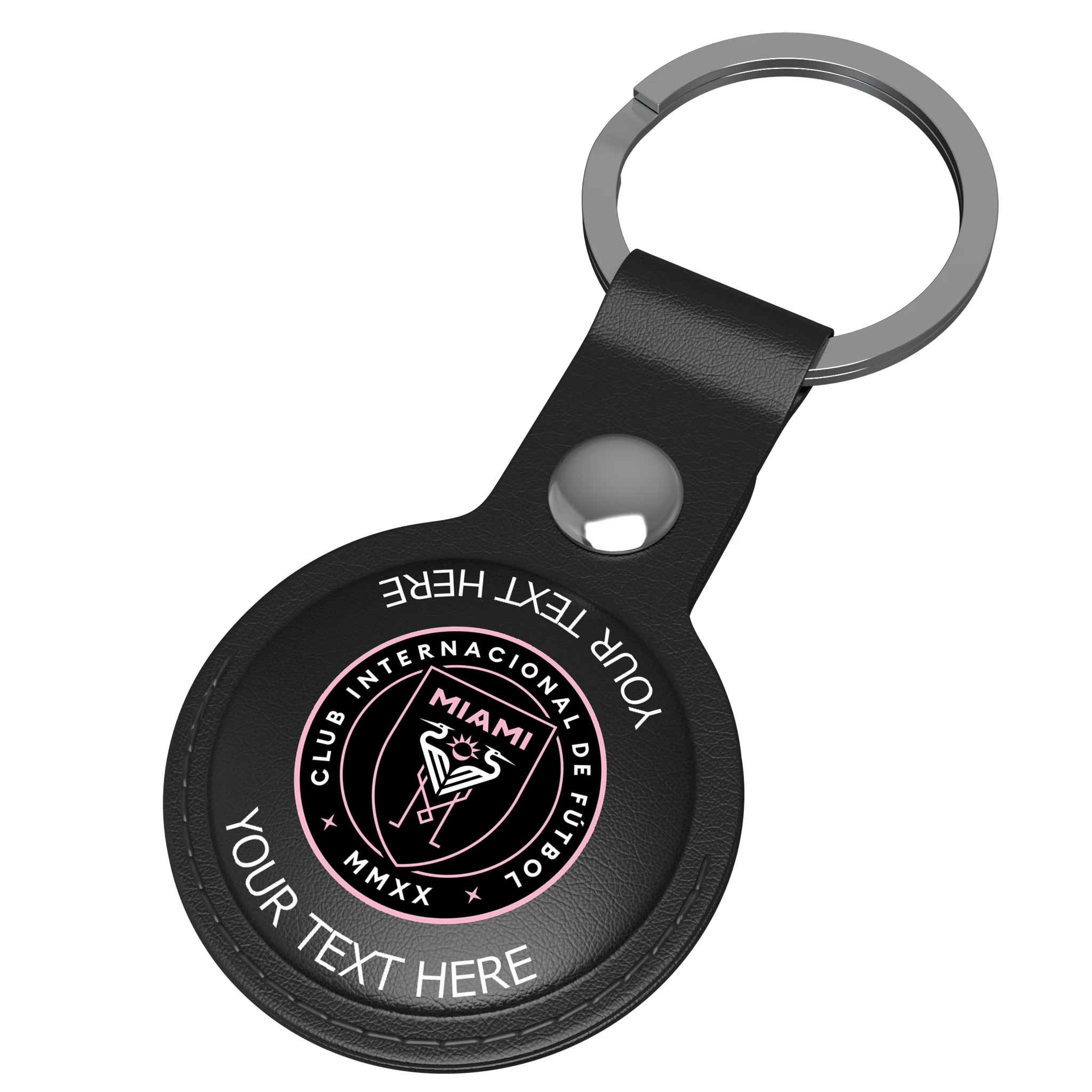 Inter Miami CF Personalized Insignia AirTag Black Airtag Holder - Isometric View