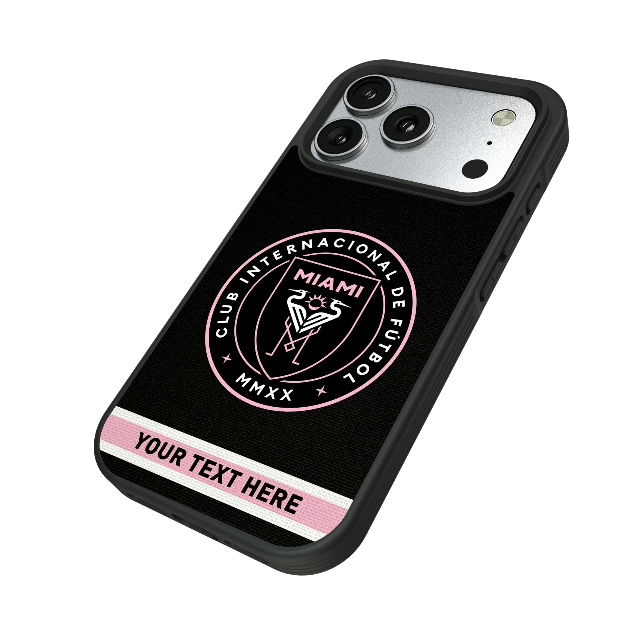Inter Miami CF Personalized Stripe iPhone Bump Phone Case for Apple iPhone - Isometric View#Device_iPhone 17 Pro