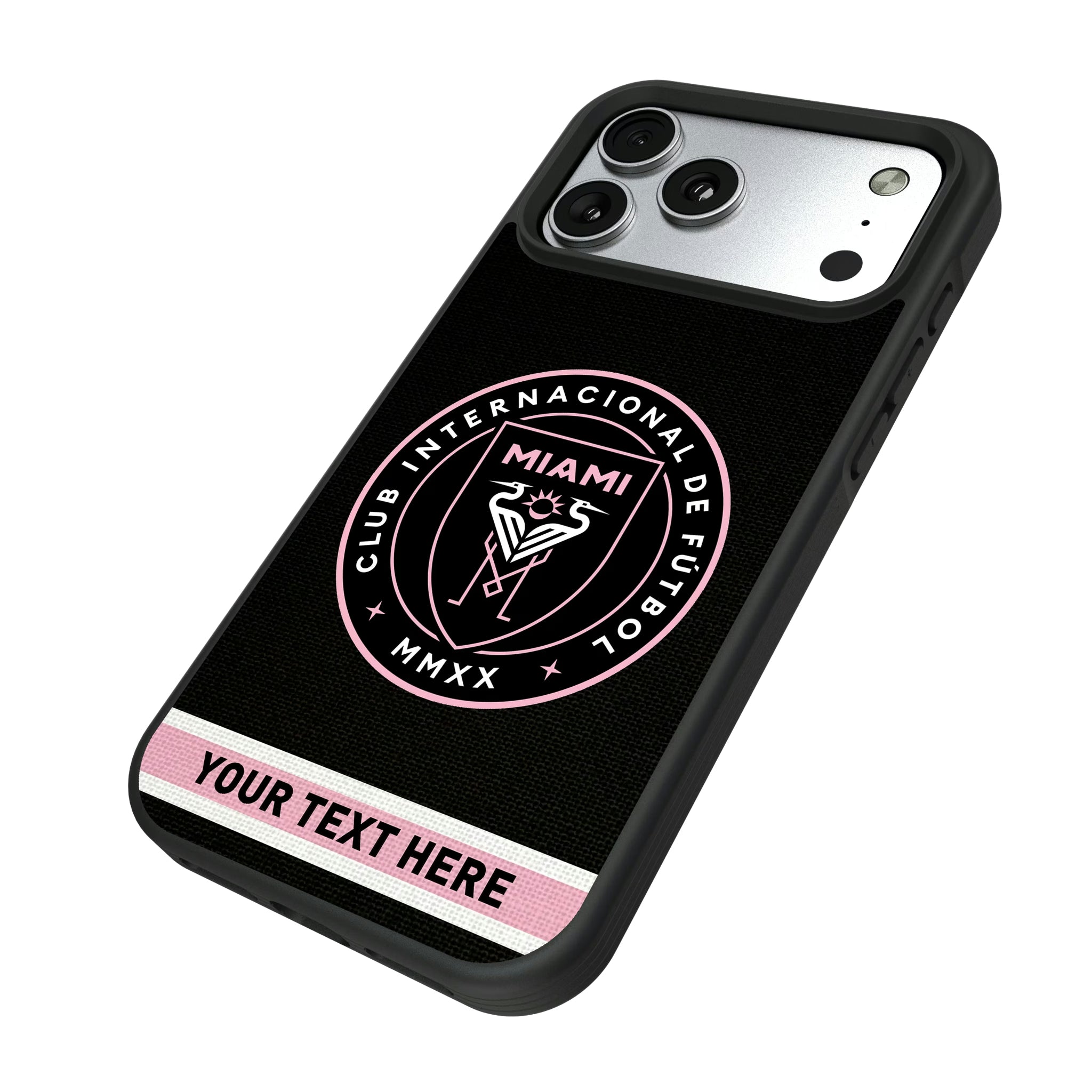 Inter Miami CF Personalized Stripe iPhone Bump Phone Case for Apple iPhone - Isometric View#Device_iPhone 17 Pro Max