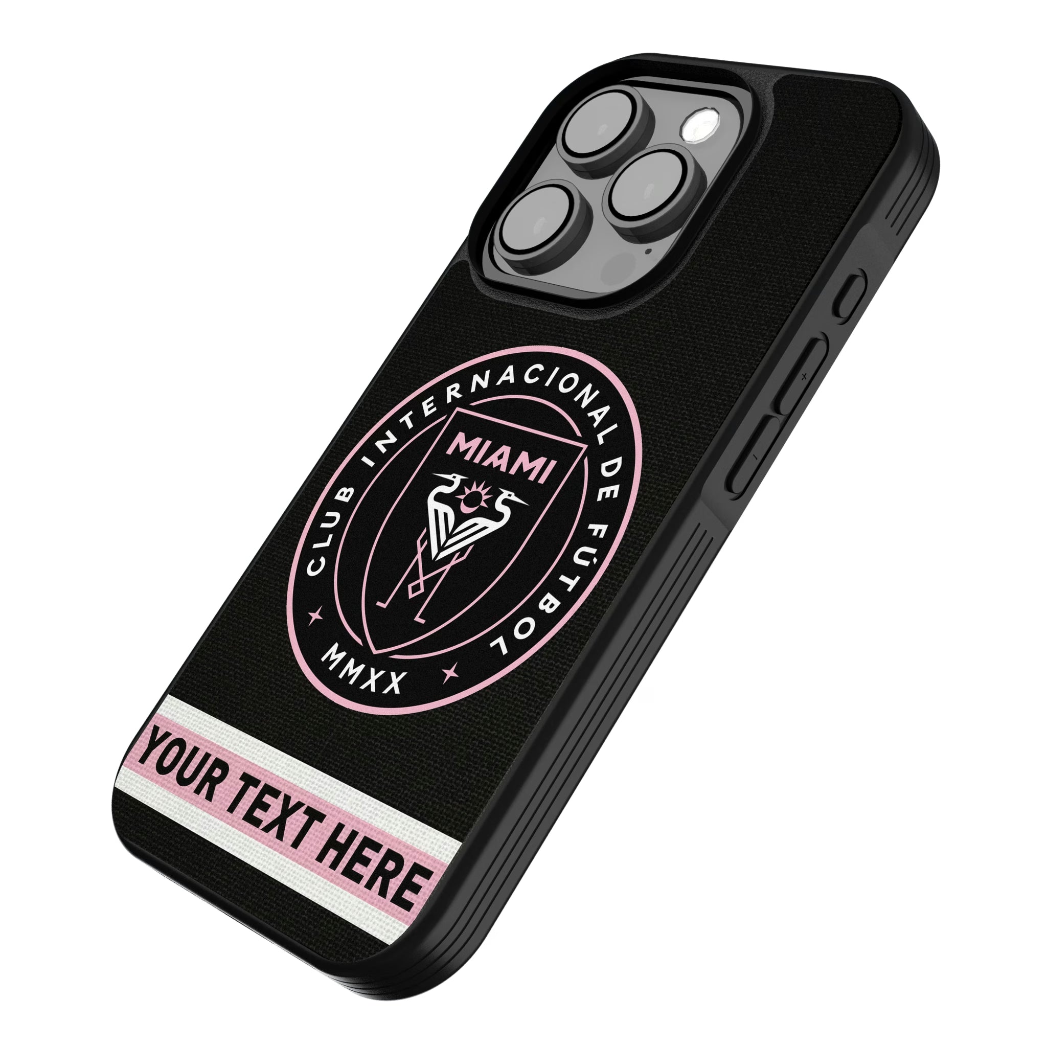 Inter Miami CF Personalized Stripe iPhone Bump Phone Case for Apple iPhone - Isometric View