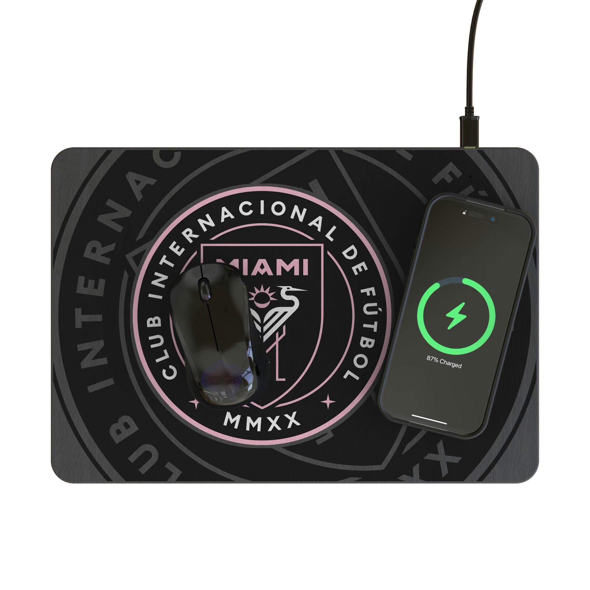 Inter Miami CF Personalized Tilt 15-Watt Wireless Charger and Mouse Pad - Lifestyle