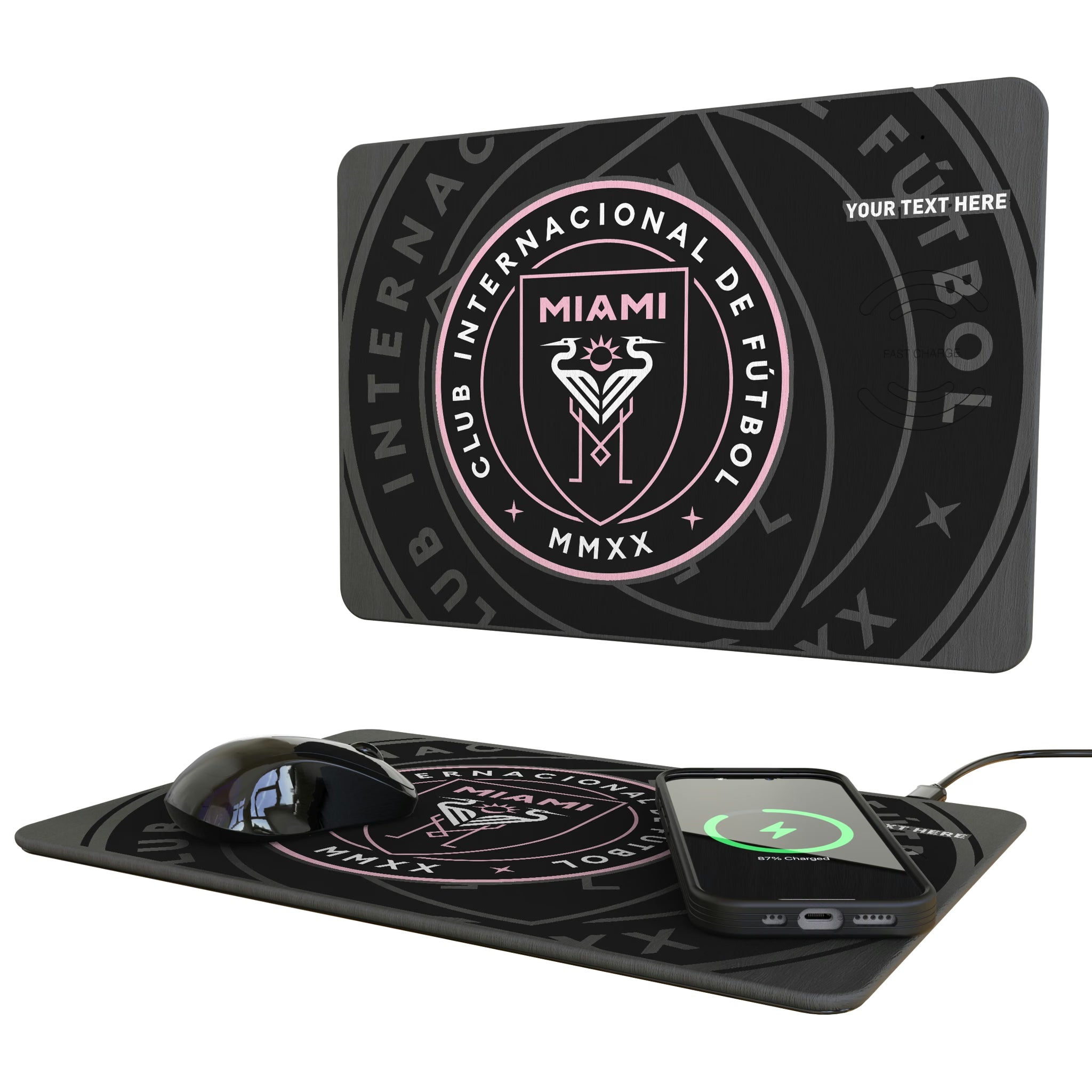 Inter Miami CF Personalized Tilt 15-Watt Wireless Charger and Mouse Pad