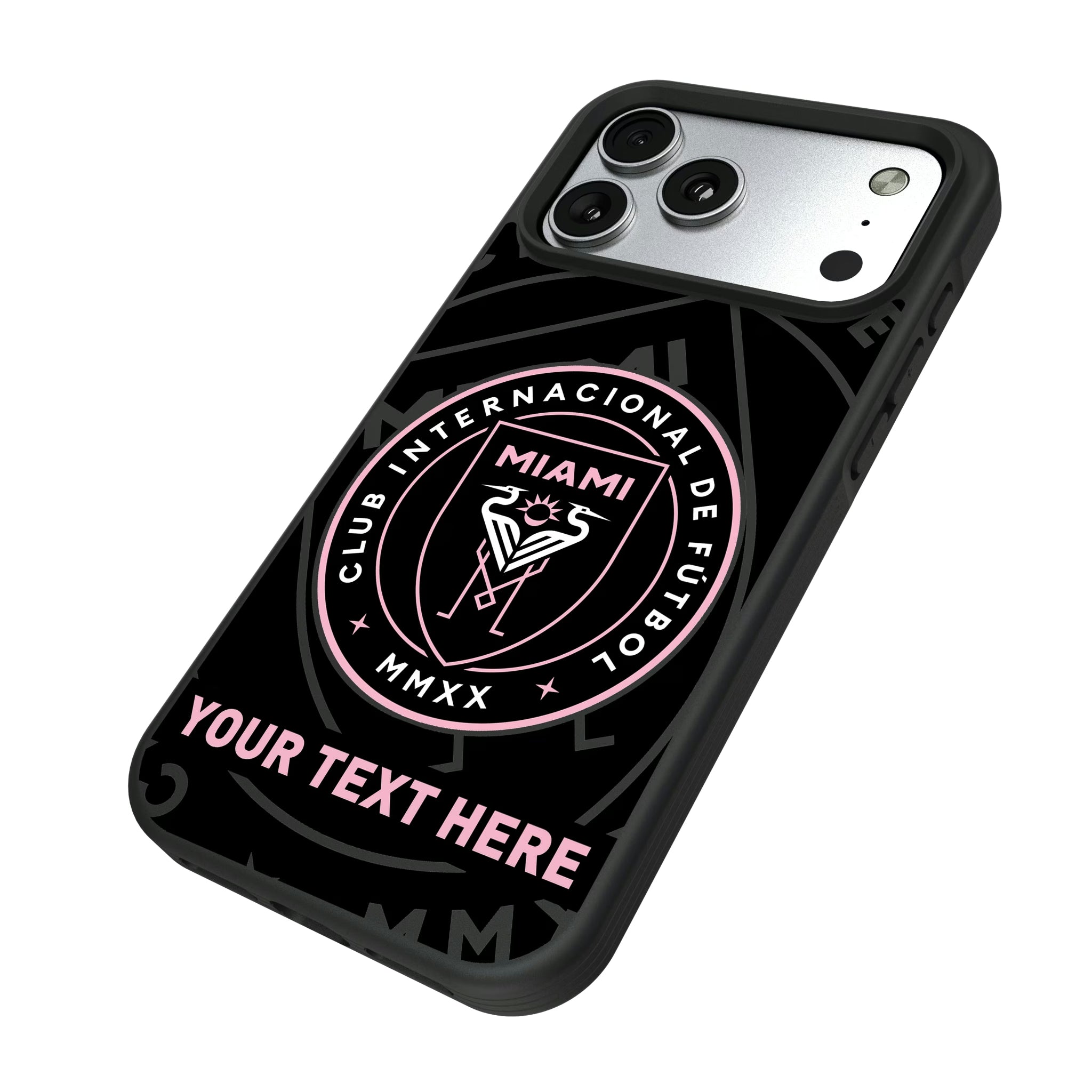 Inter Miami CF Personalized Tilt iPhone Bump Phone Case for Apple iPhone - Isometric View#Device_iPhone 17 Pro Max