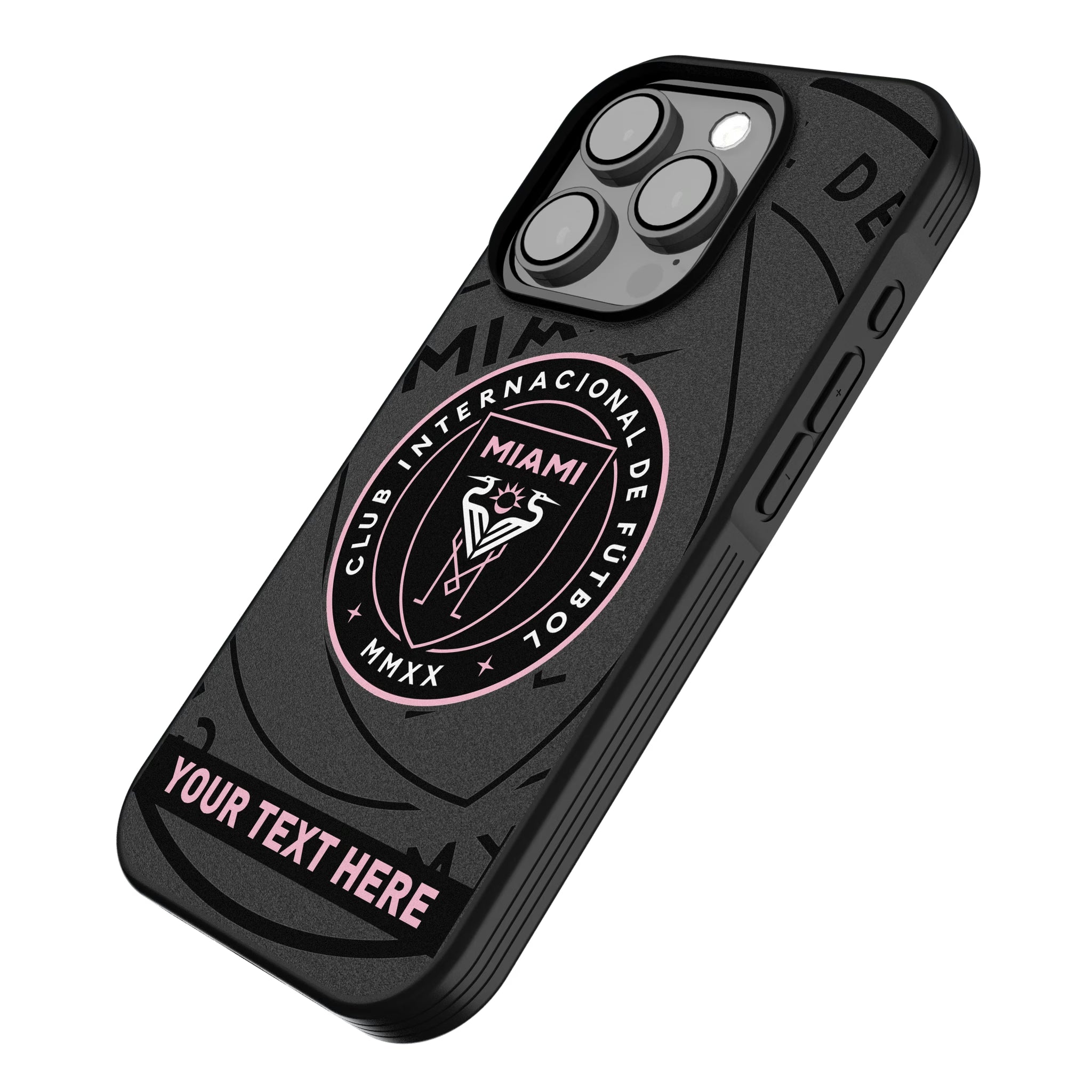 Inter Miami CF Personalized Tilt iPhone Bump Phone Case for Apple iPhone - Isometric View