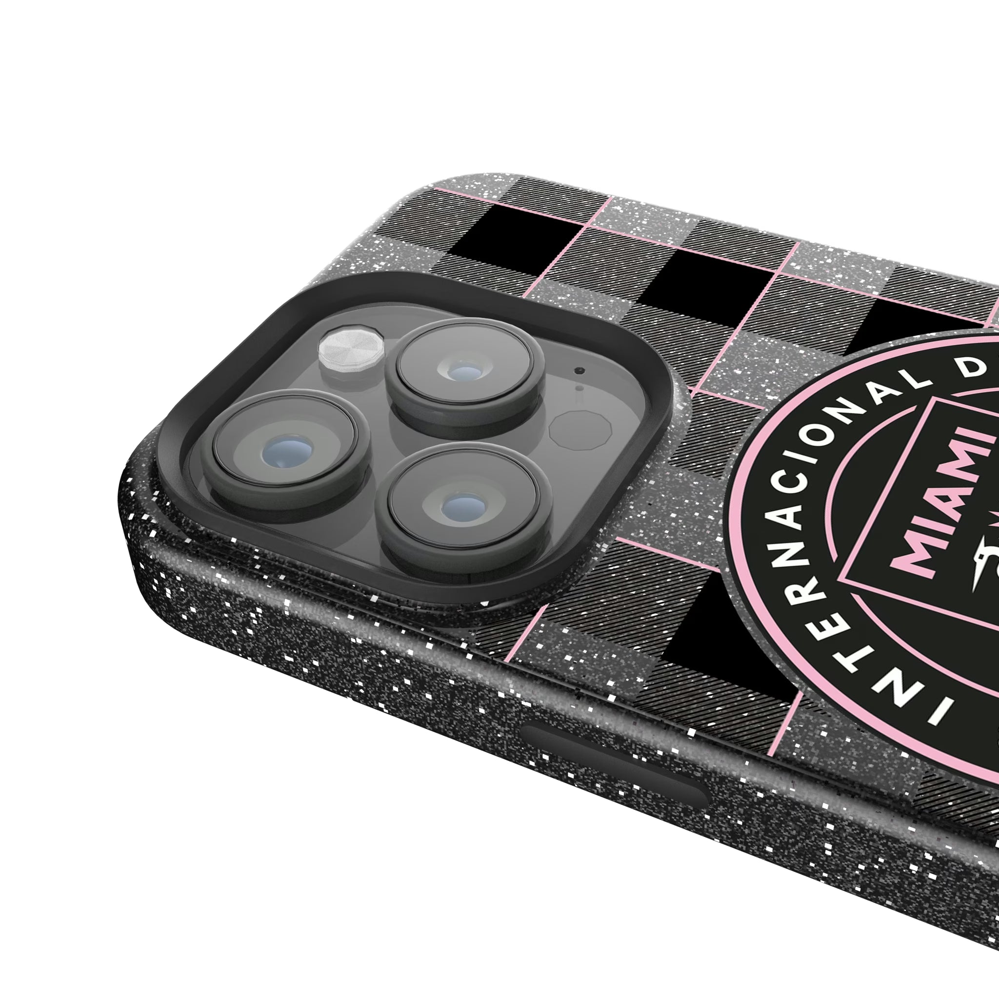 Inter Miami CF Plaid iPhone Bling Phone Case for Apple iPhone - Detail