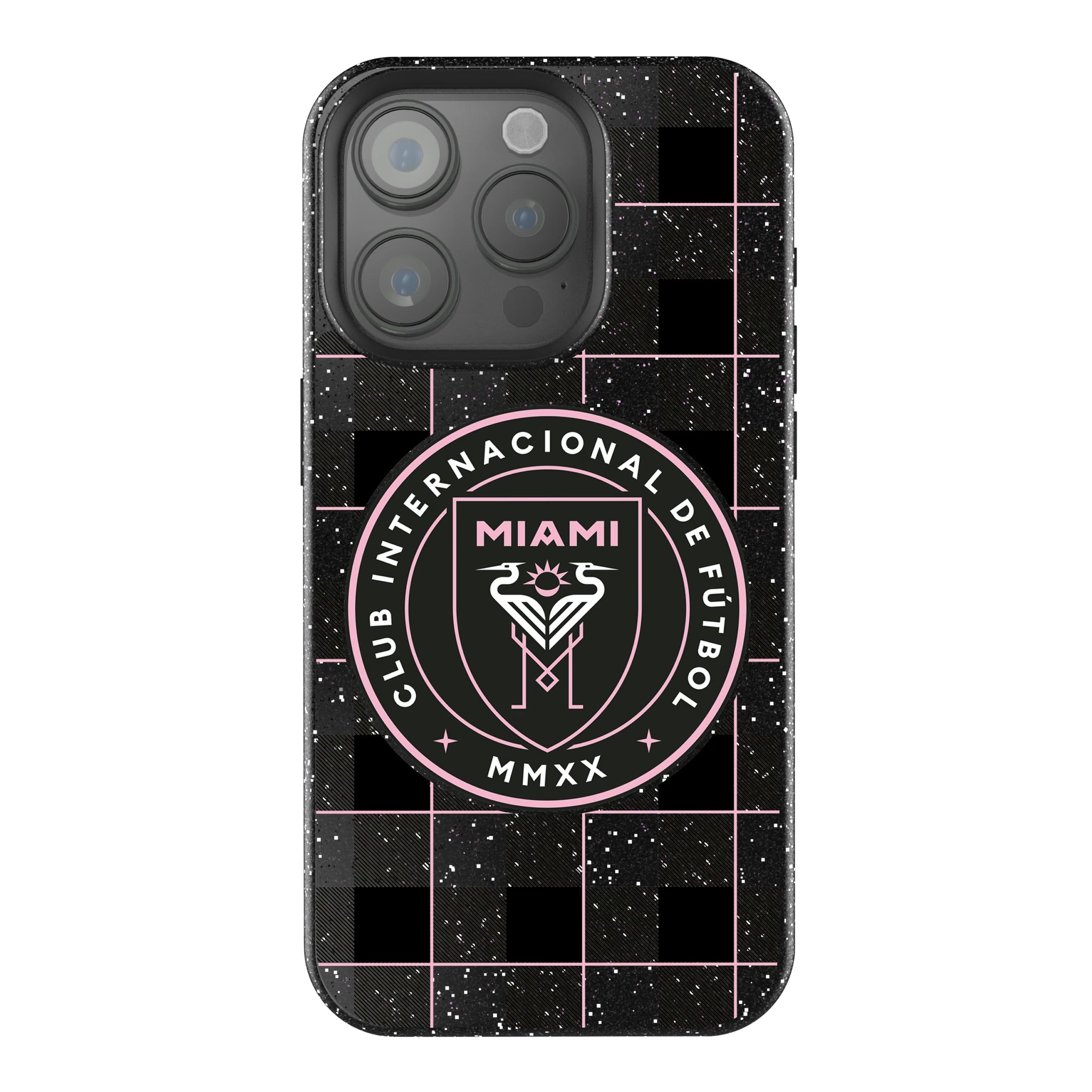 Inter Miami CF Plaid iPhone Bling Phone Case for Apple iPhone