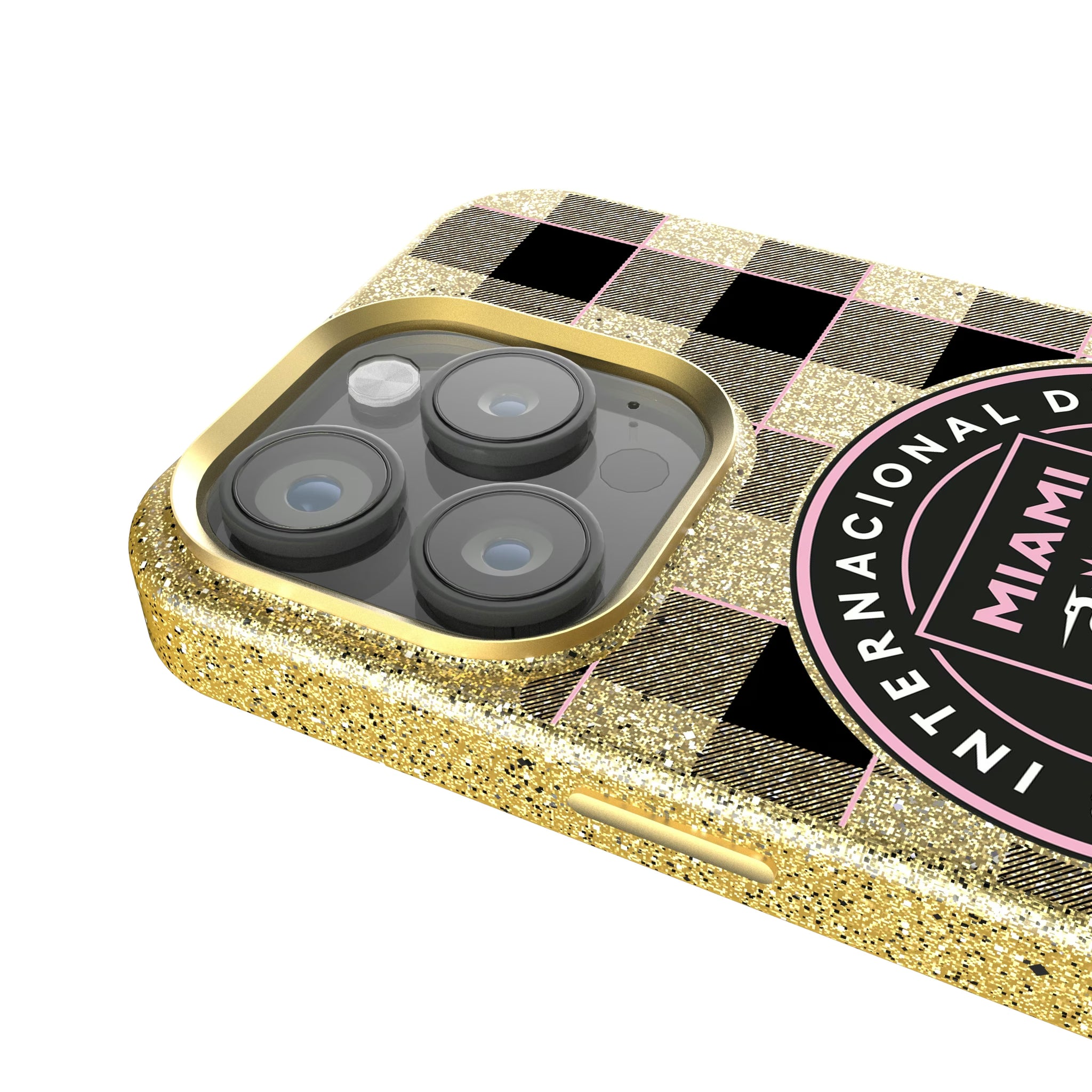 Inter Miami CF Plaid iPhone Bling Phone Case for Apple iPhone - Detail