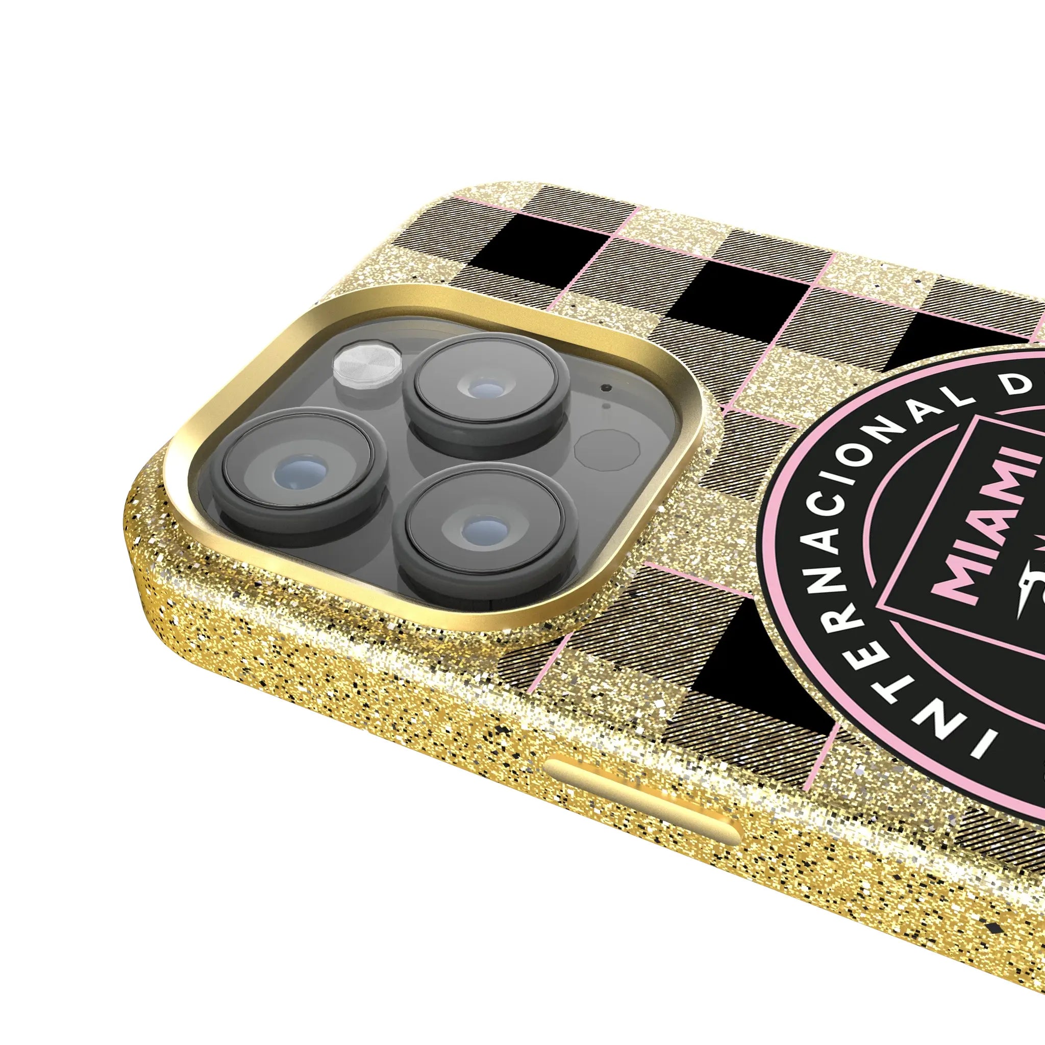 Inter Miami CF Plaid iPhone Bling Phone Case for Apple iPhone - Detail
