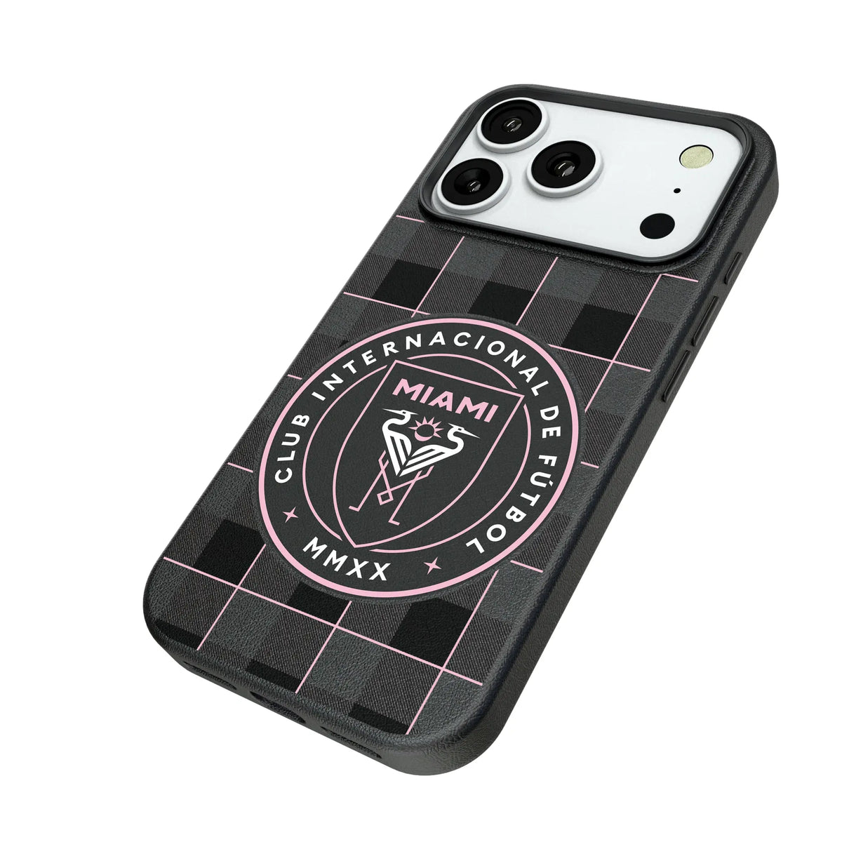 Inter Miami CF Plaid iPhone MagSafe Compatible Phone Case for Apple iPhone - Isometric View#Device_iPhone 18 Pro