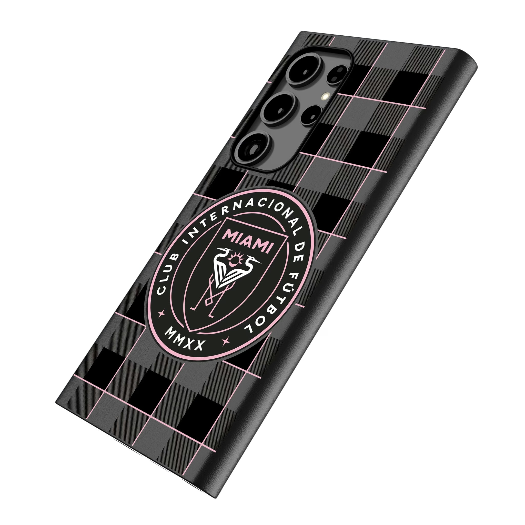 Inter Miami CF Plaid Galaxy MagSafe Compatible Phone Case for Samsung Galaxy - Isometric View