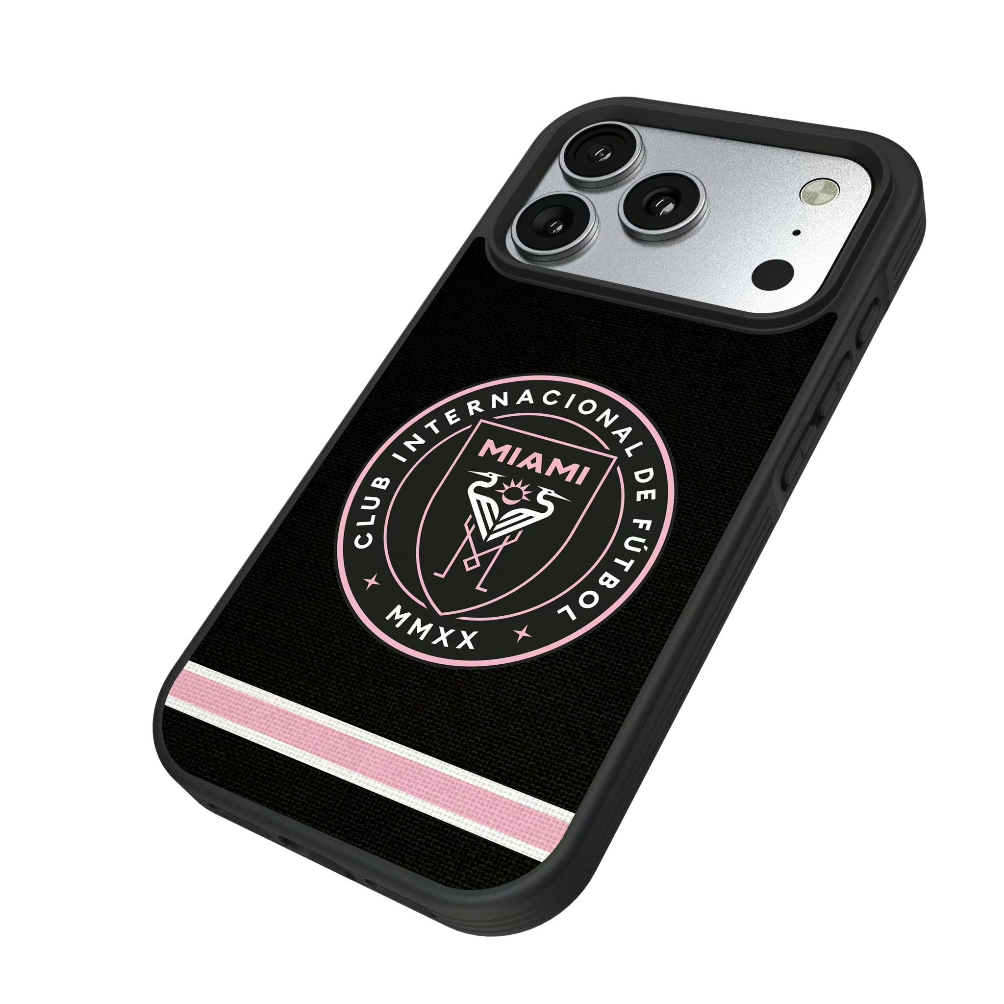 Inter Miami CF Stripe iPhone Bump Phone Case for Apple iPhone - Isometric View#Device_iPhone 17 Pro