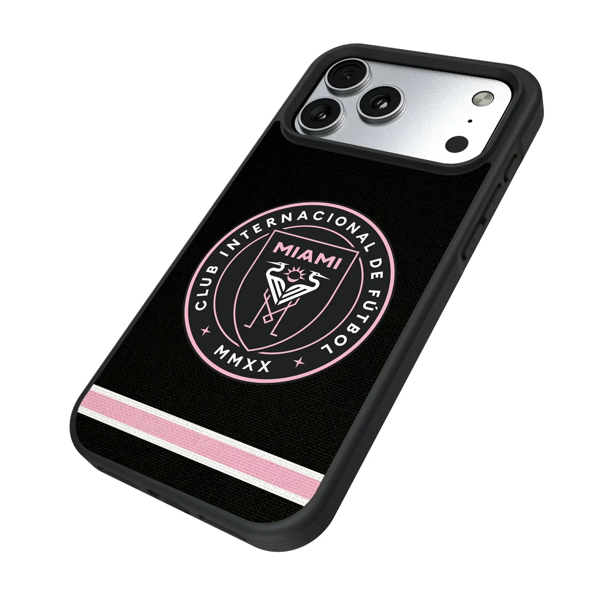 Inter Miami CF Stripe iPhone Bump Phone Case for Apple iPhone - Isometric View#Device_iPhone 17 Pro Max