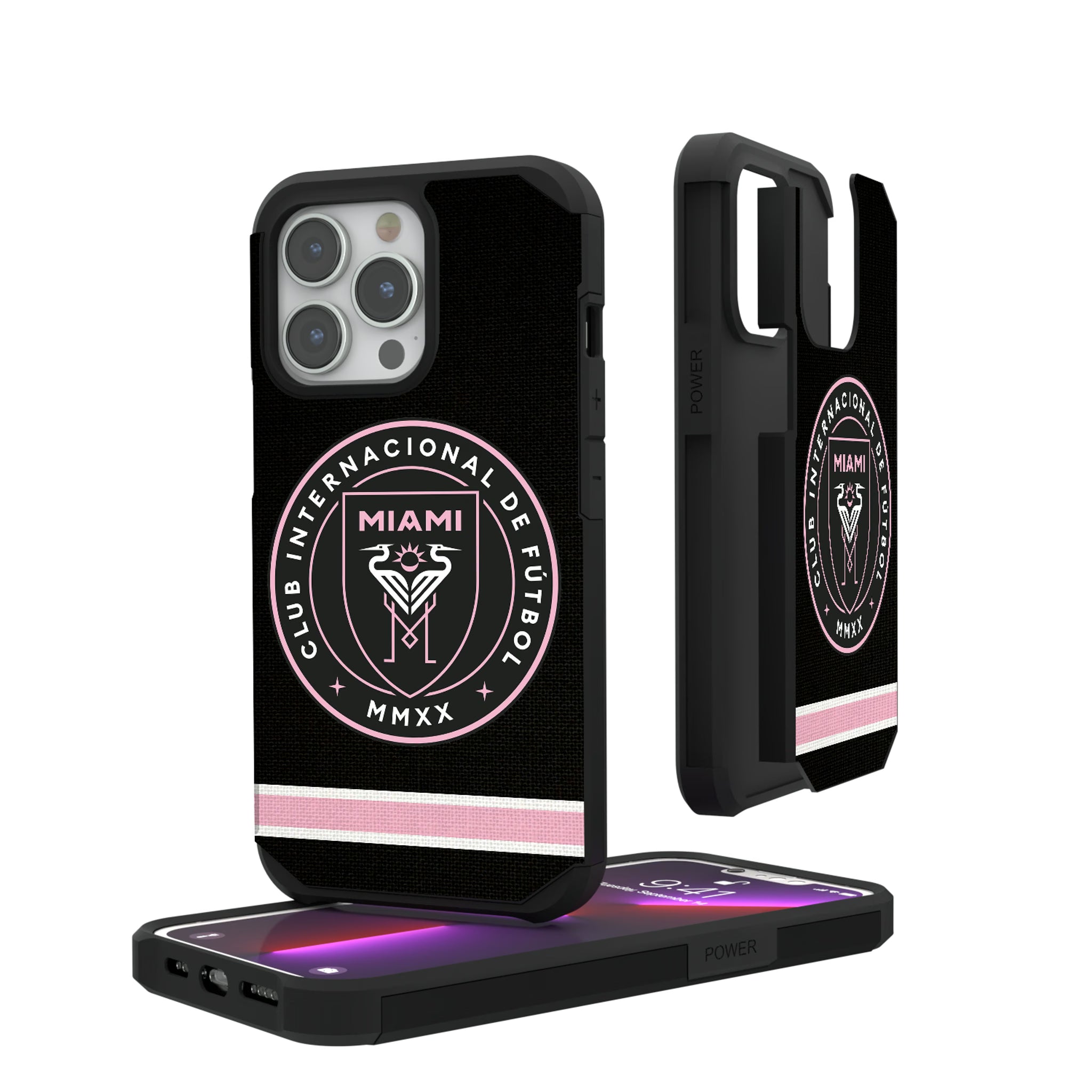 Inter Miami CF Stripe iPhone Rugged Phone Case for Apple iPhone