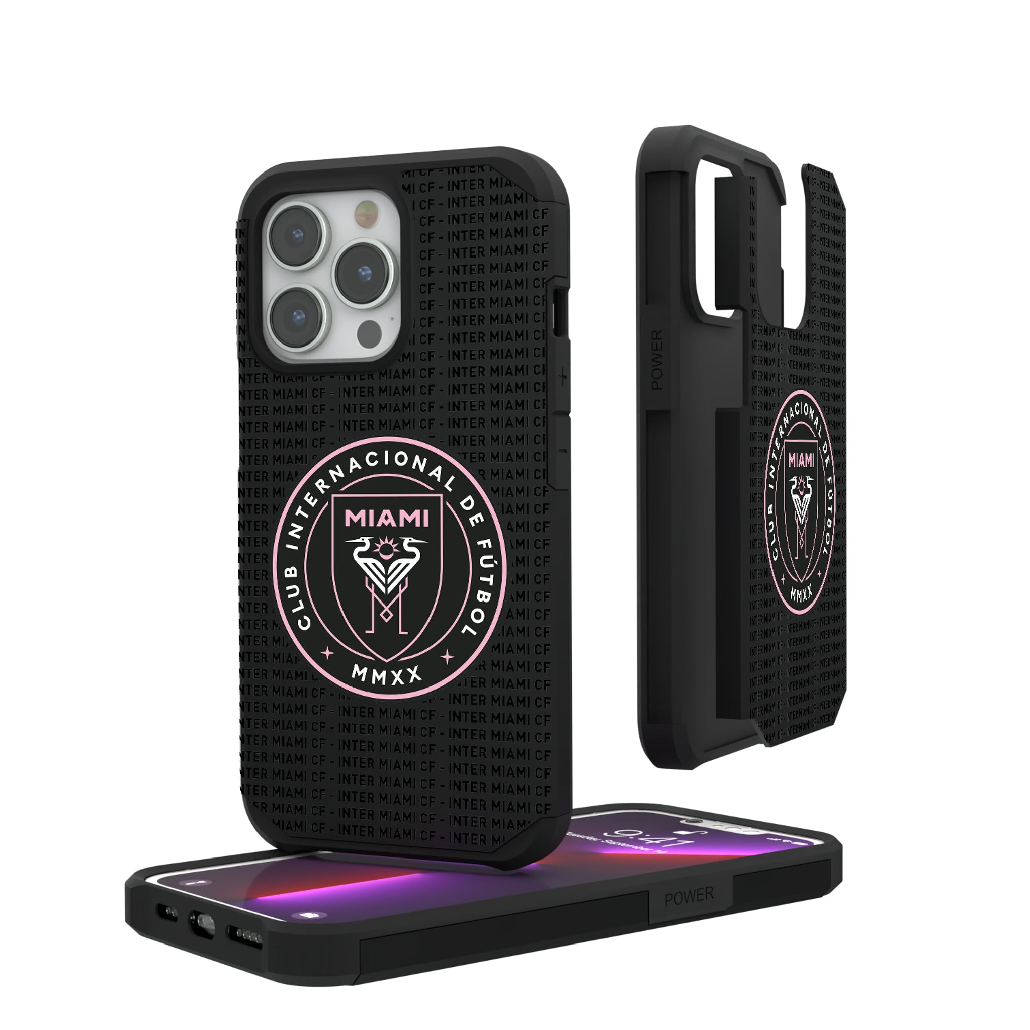 Inter Miami CF Text Backdrop iPhone Rugged Phone Case for Apple iPhone