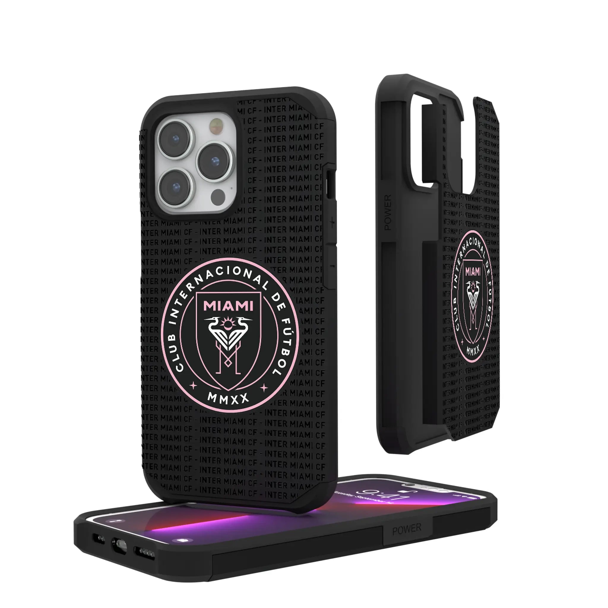 Inter Miami CF Text Backdrop iPhone Rugged Phone Case for Apple iPhone
