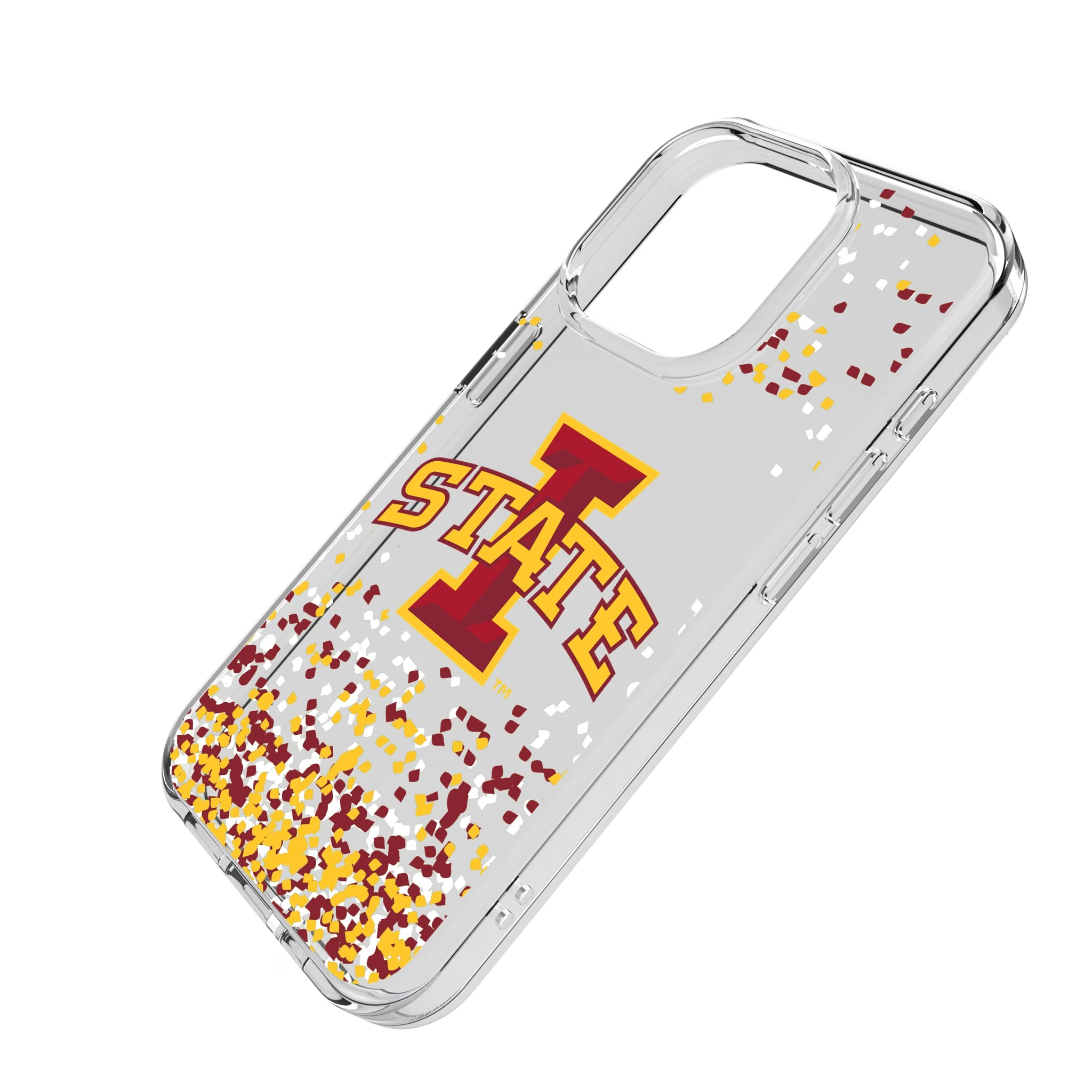 Iowa State University Cyclones Confetti iPhone Clear Phone Case for Apple iPhone - Isometric View