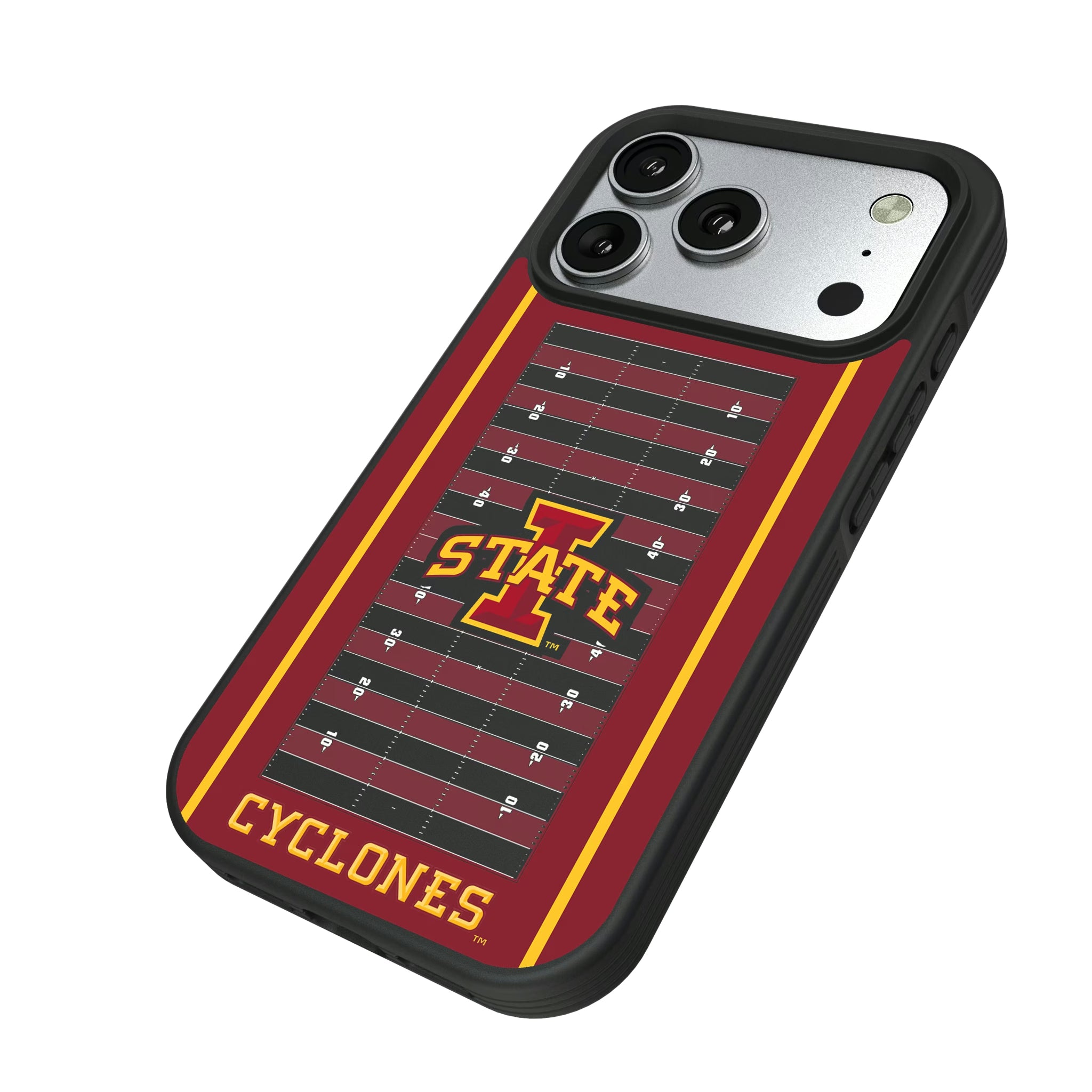 Iowa State University Cyclones Field iPhone Bump Phone Case for Apple iPhone - Isometric View#Device_iPhone 17 Pro