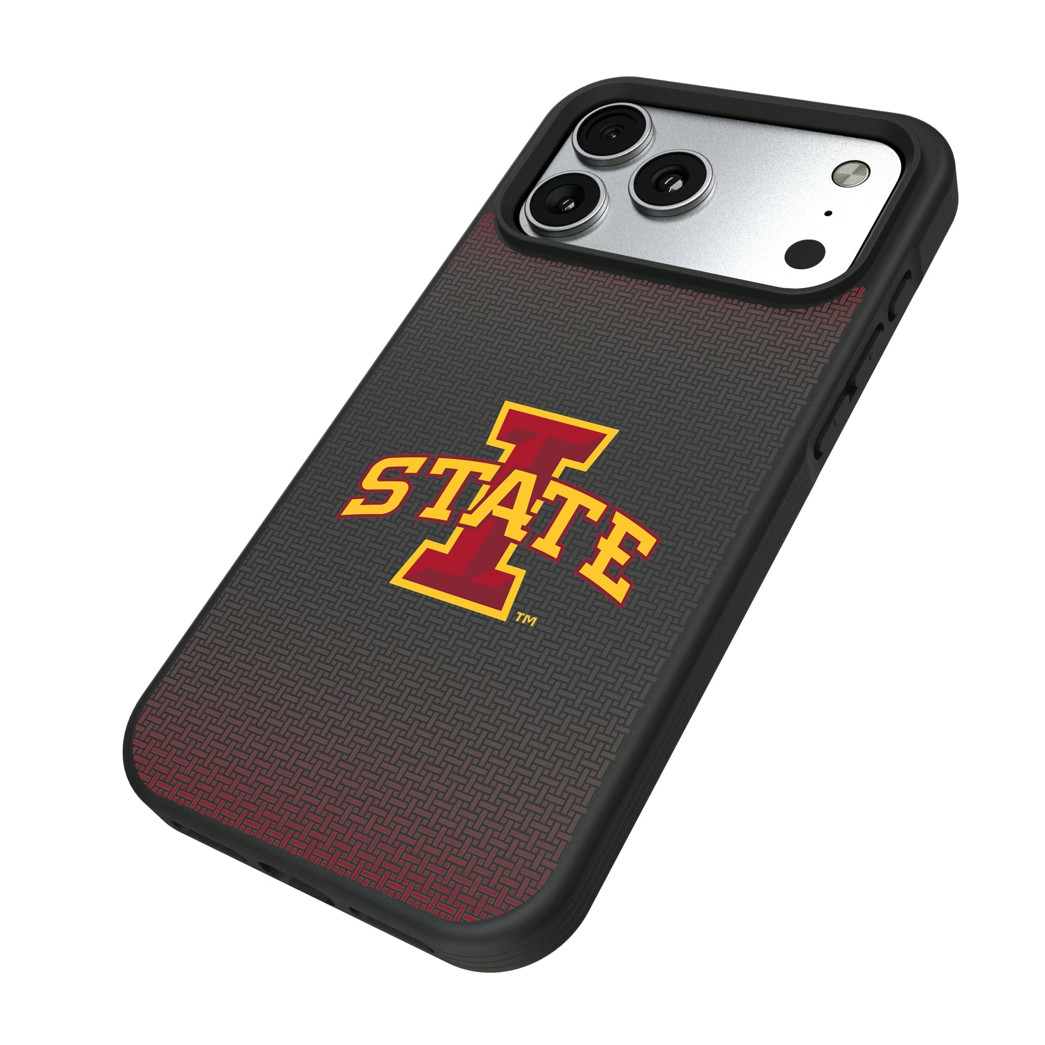 Iowa State University Cyclones Linen iPhone Bump Phone Case for Apple iPhone - Isometric View#Device_iPhone 17 Pro Max