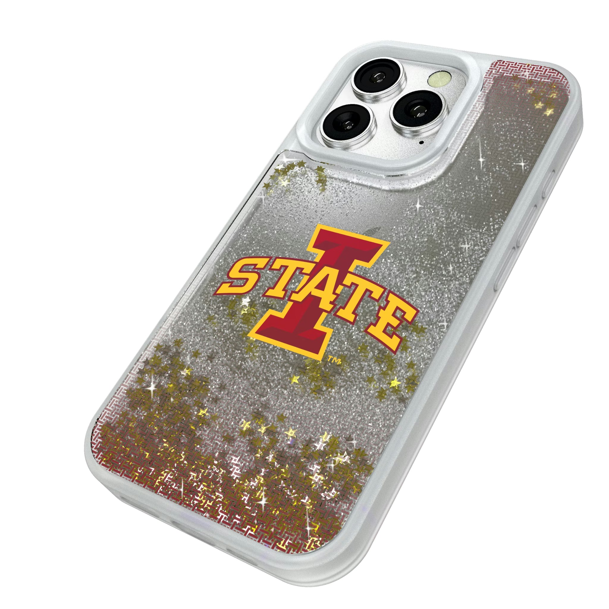 Iowa State University Cyclones Linen iPhone Glitter Phone Case for Apple iPhone - Isometric View#Device_iPhone 16 Pro