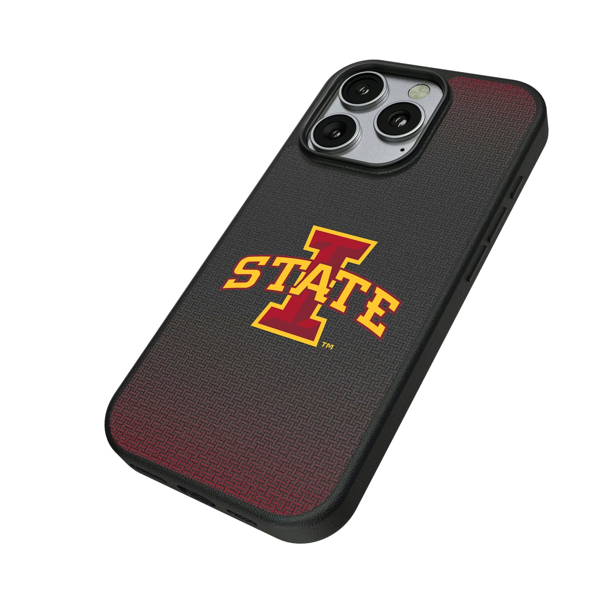 Iowa State University Cyclones Linen iPhone MagSafe Compatible Phone Case for Apple iPhone - Isometric View