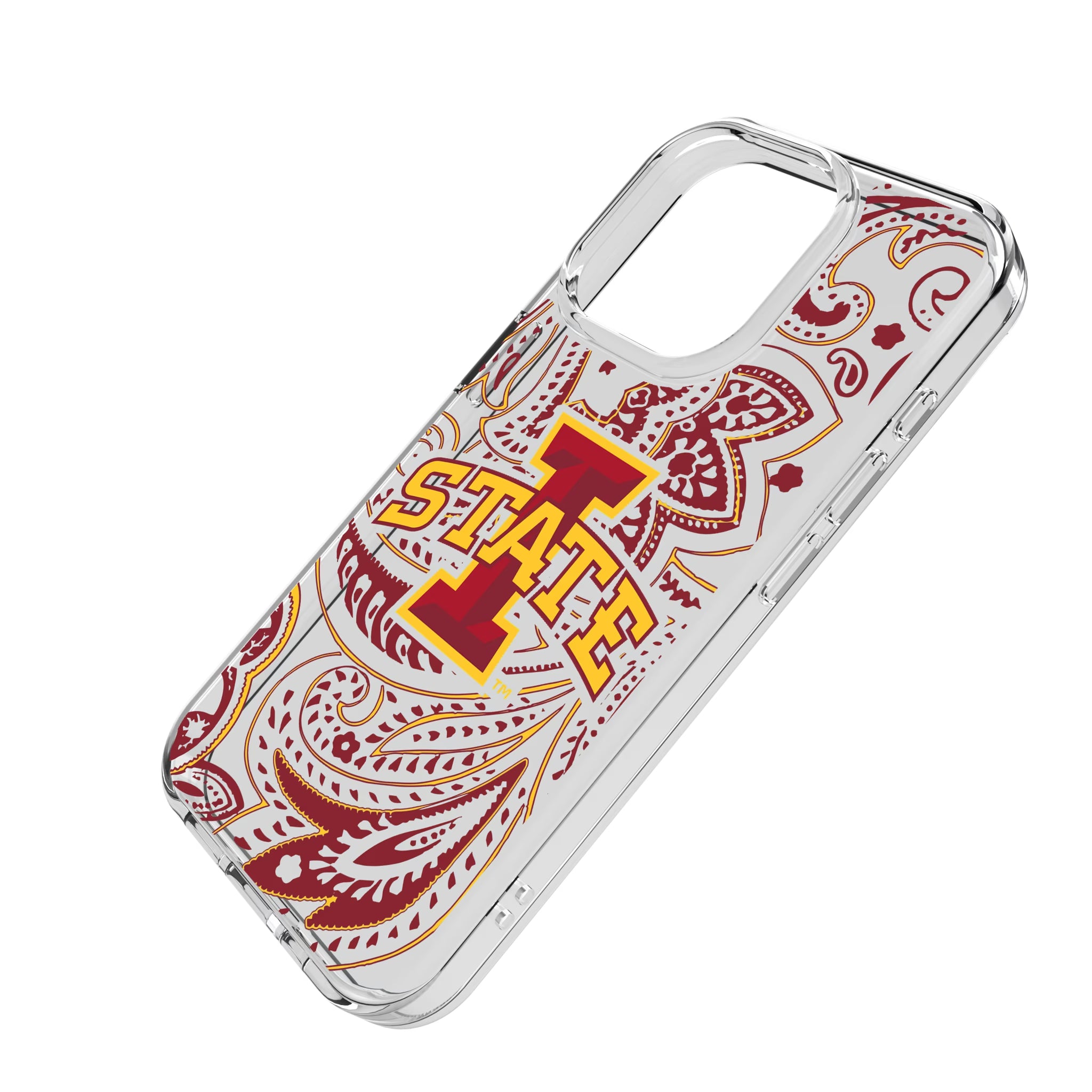 Iowa State University Cyclones Paisley iPhone Clear Phone Case for Apple iPhone - Isometric View