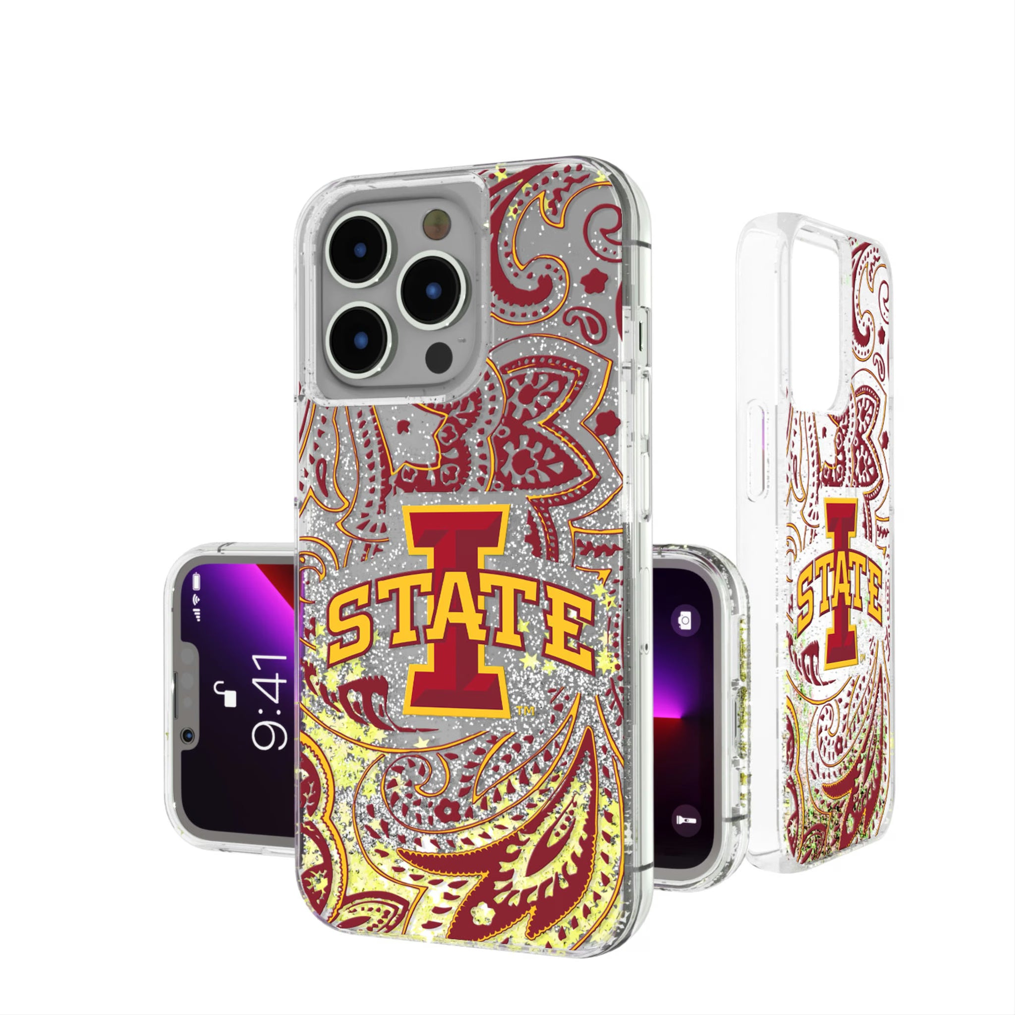 Iowa State University Cyclones Paisley iPhone Glitter Phone Case for Apple iPhone