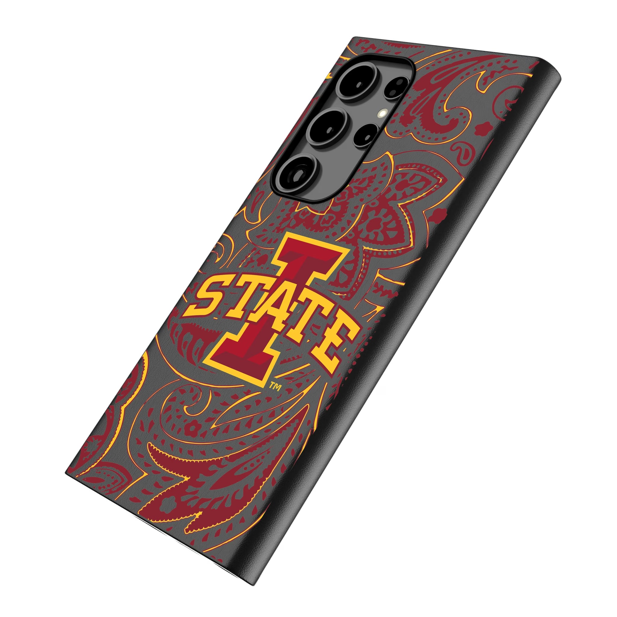 Iowa State University Cyclones Paisley Galaxy MagSafe Compatible Phone Case for Samsung Galaxy - Isometric View