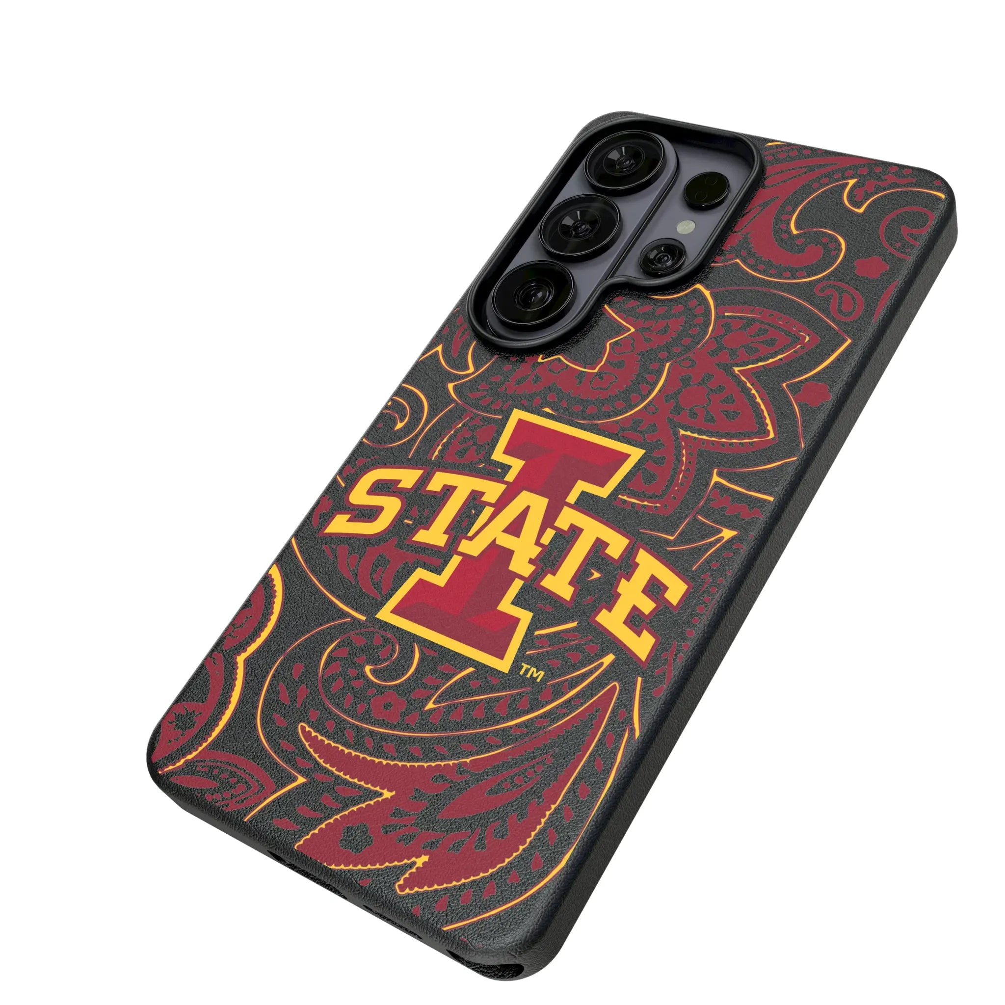 Iowa State University Cyclones Paisley Galaxy MagSafe Compatible Phone Case for Samsung Galaxy - Isometric View#Device_Galaxy S26 Ultra