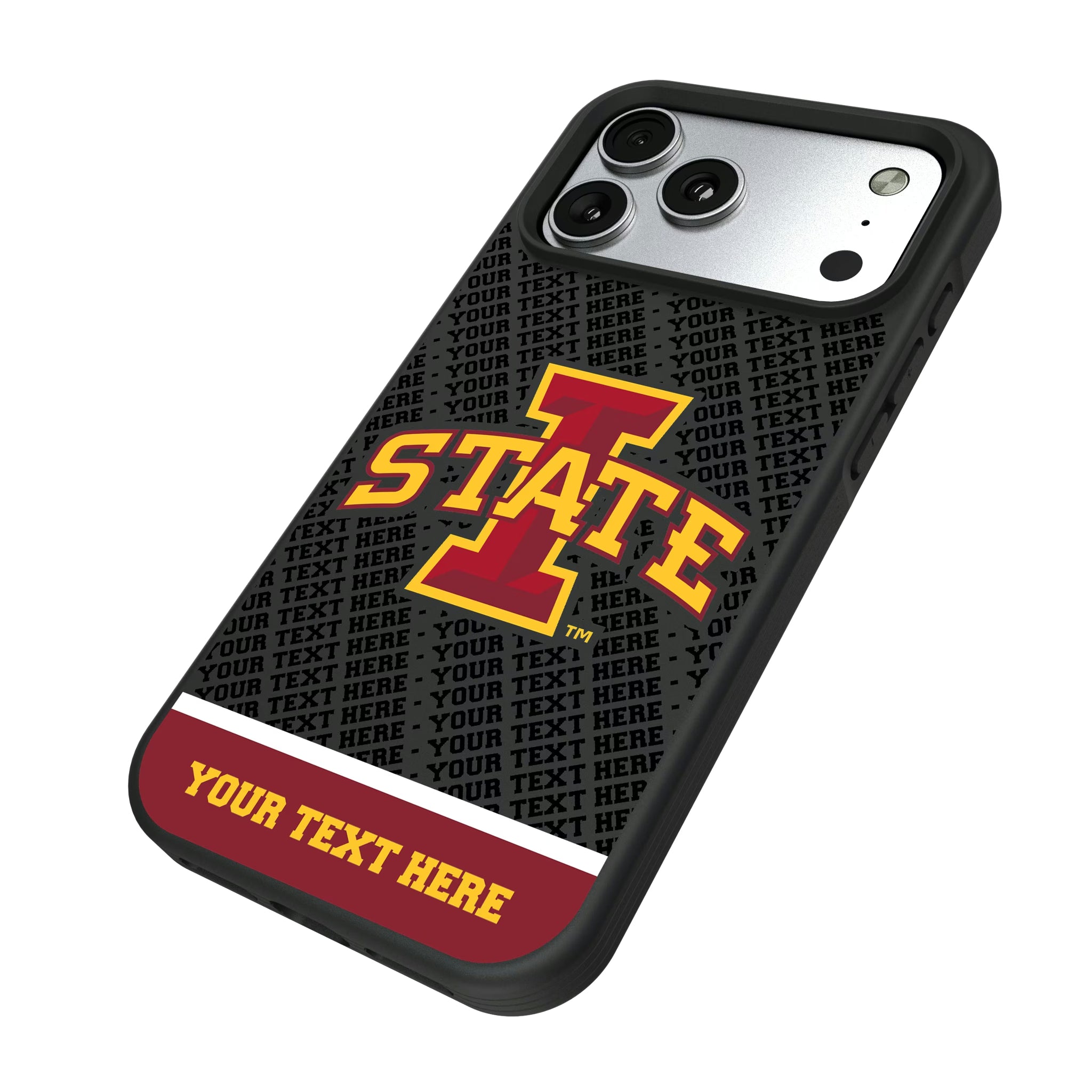 Iowa State University Cyclones Personalized EndZone Plus iPhone Bump Phone Case for Apple iPhone - Isometric View#Device_iPhone 17 Pro Max