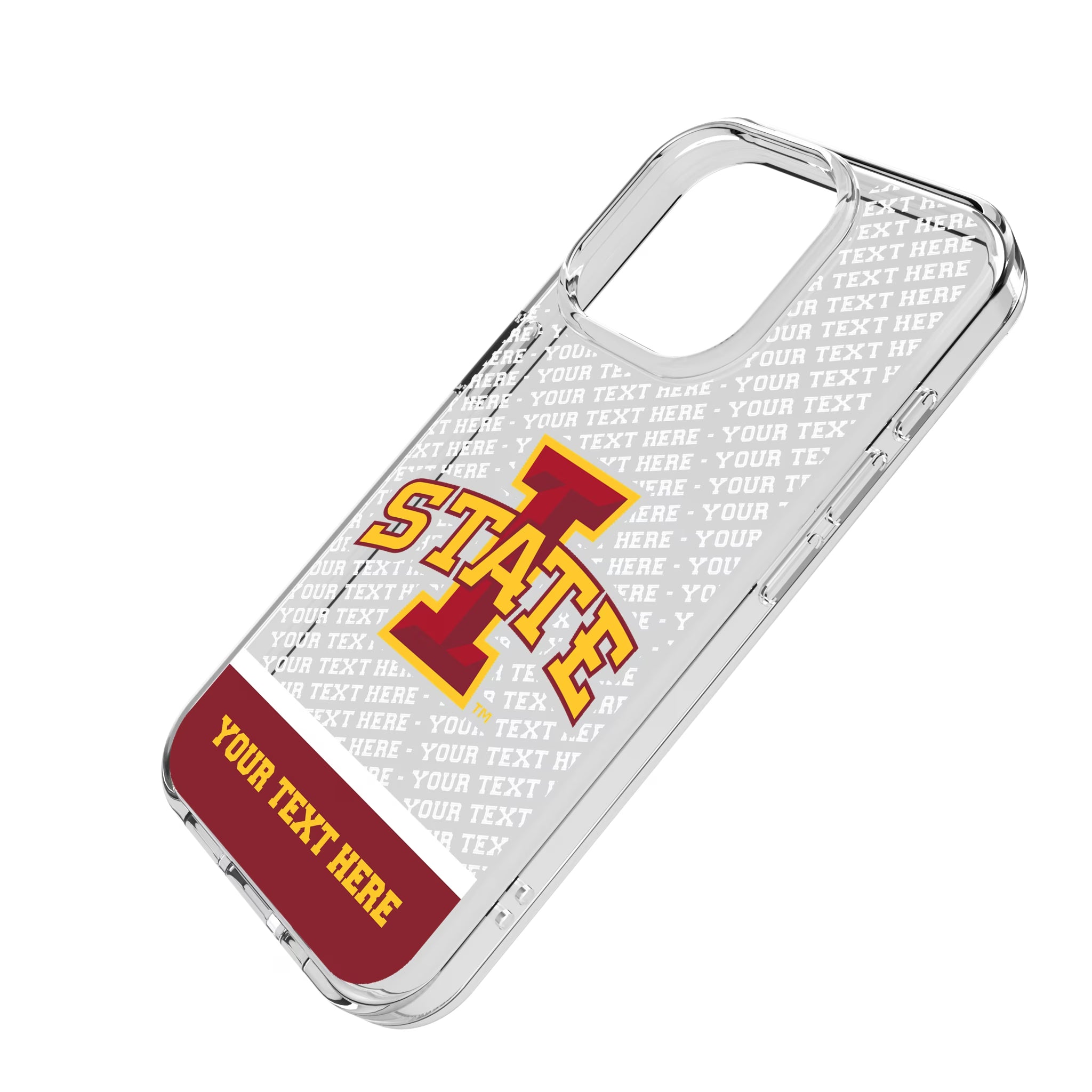 Iowa State University Cyclones Personalized EndZone Plus iPhone Clear Phone Case for Apple iPhone - Isometric View