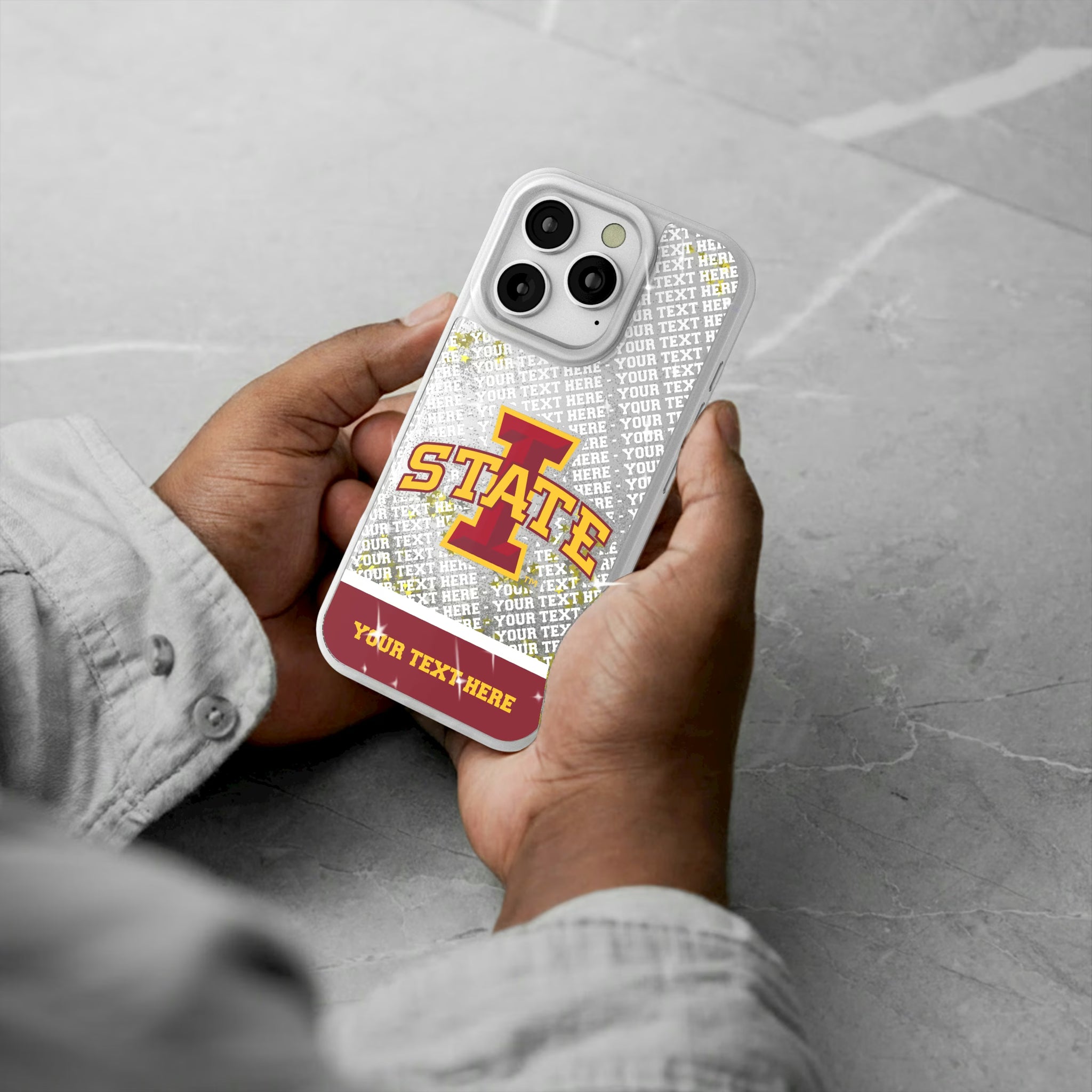 Iowa State University Cyclones Personalized EndZone Plus iPhone Glitter Phone Case for Apple iPhone - Lifestyle#Device_iPhone 16 Pro