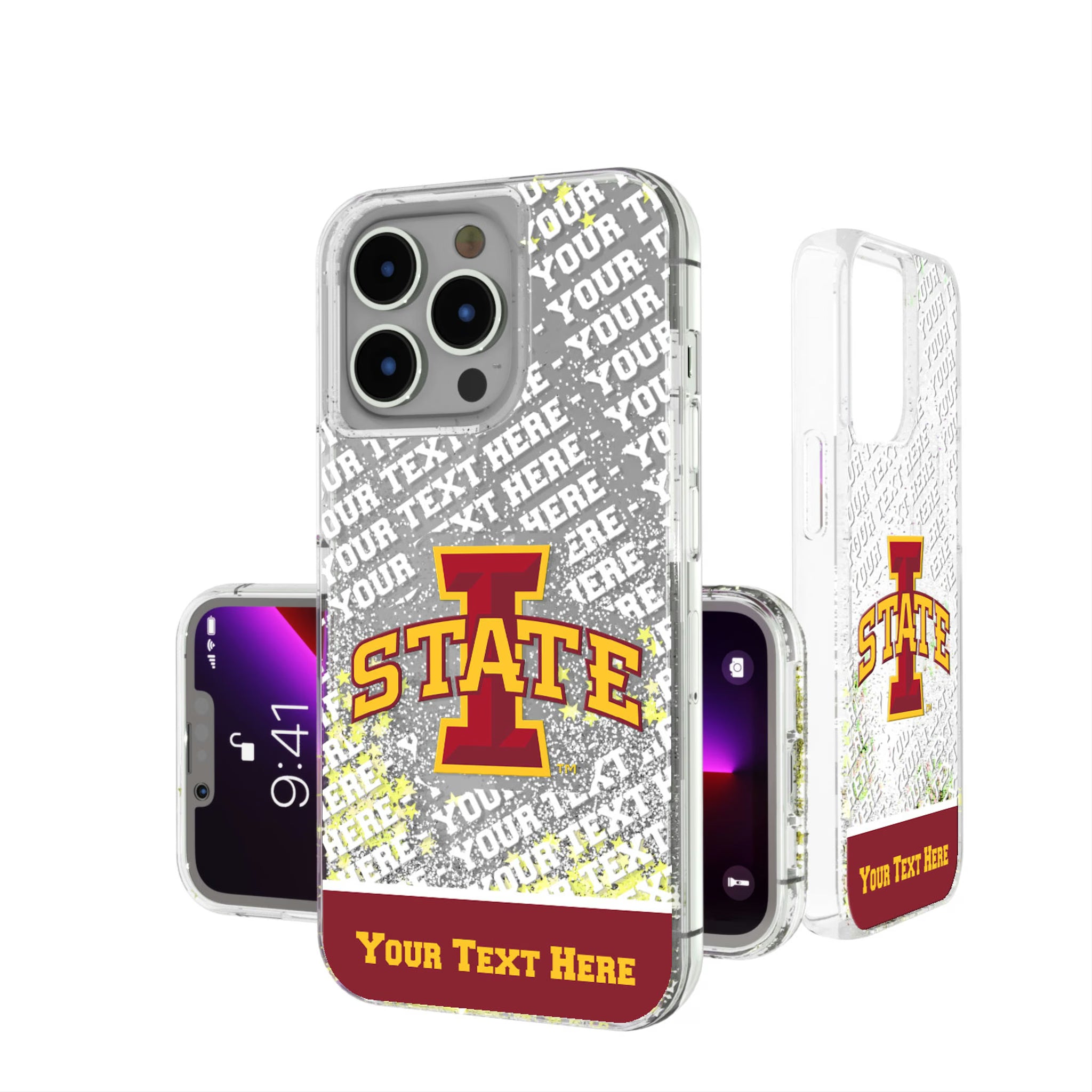 Iowa State University Cyclones Personalized EndZone Plus iPhone Glitter Phone Case for Apple iPhone
