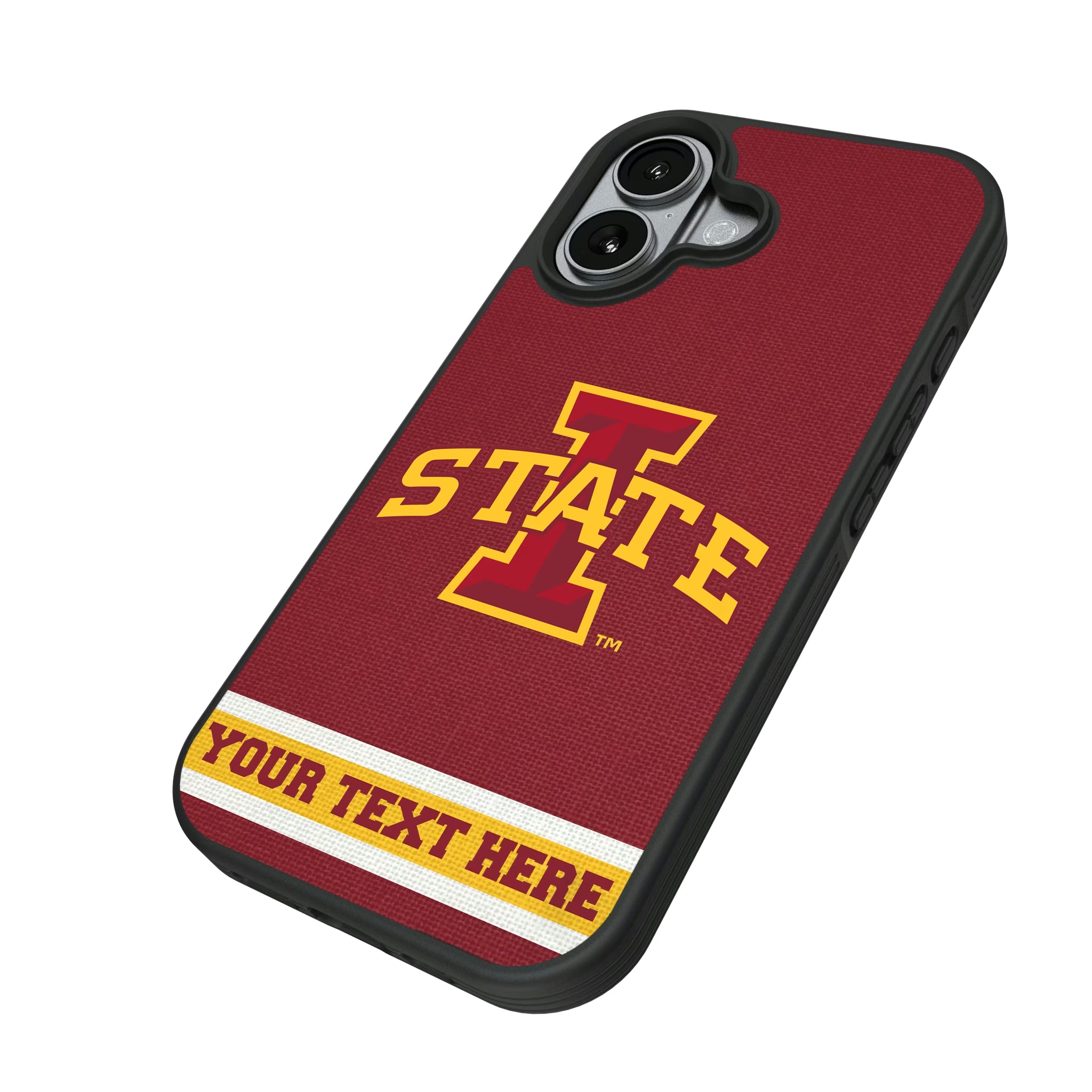 Iowa State University Cyclones Personalized Stripe iPhone Bump Phone Case for Apple iPhone - Isometric View#Device_iPhone 17