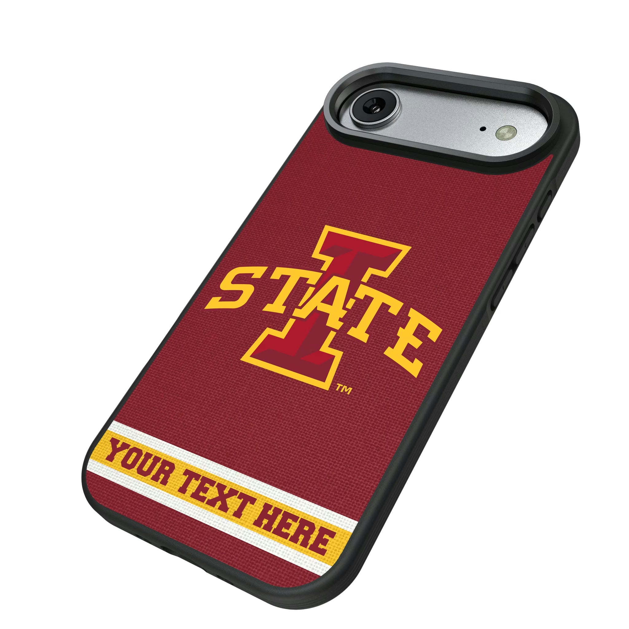 Iowa State University Cyclones Personalized Stripe iPhone Bump Phone Case for Apple iPhone - Isometric View#Device_iPhone Air