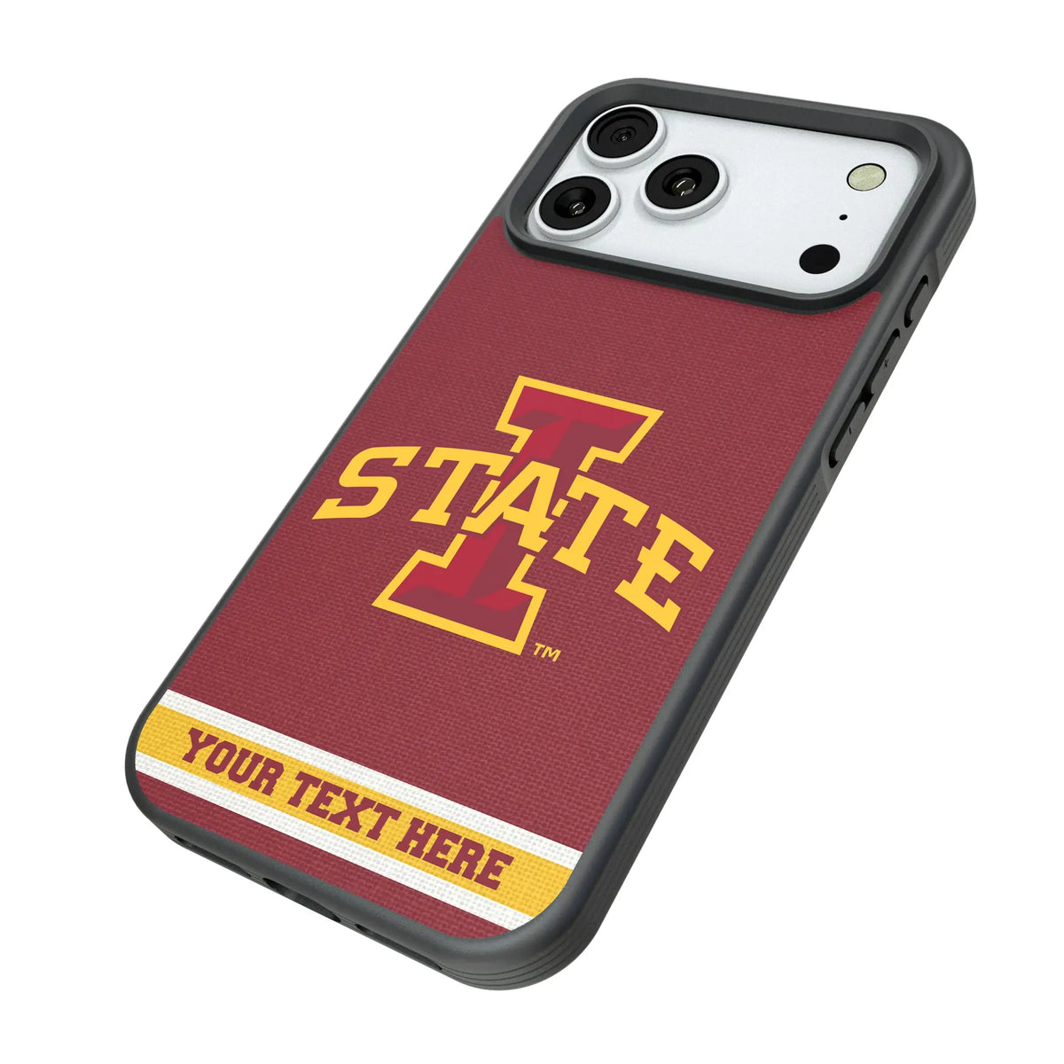 Iowa State University Cyclones Personalized Stripe iPhone Bump Phone Case for Apple iPhone - Isometric View#Device_iPhone 18 Pro Max
