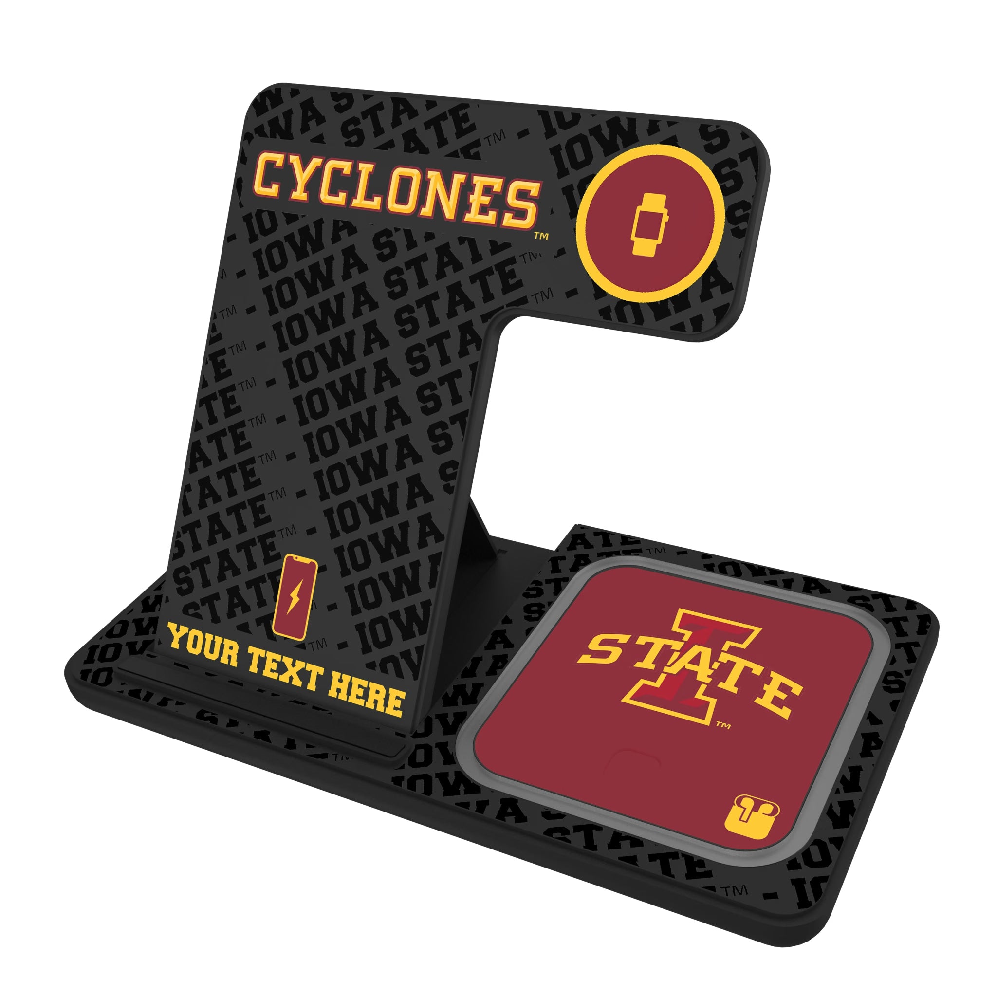 Iowa State University Cyclones Personalized Tilt 3 in 1 Charging Station
