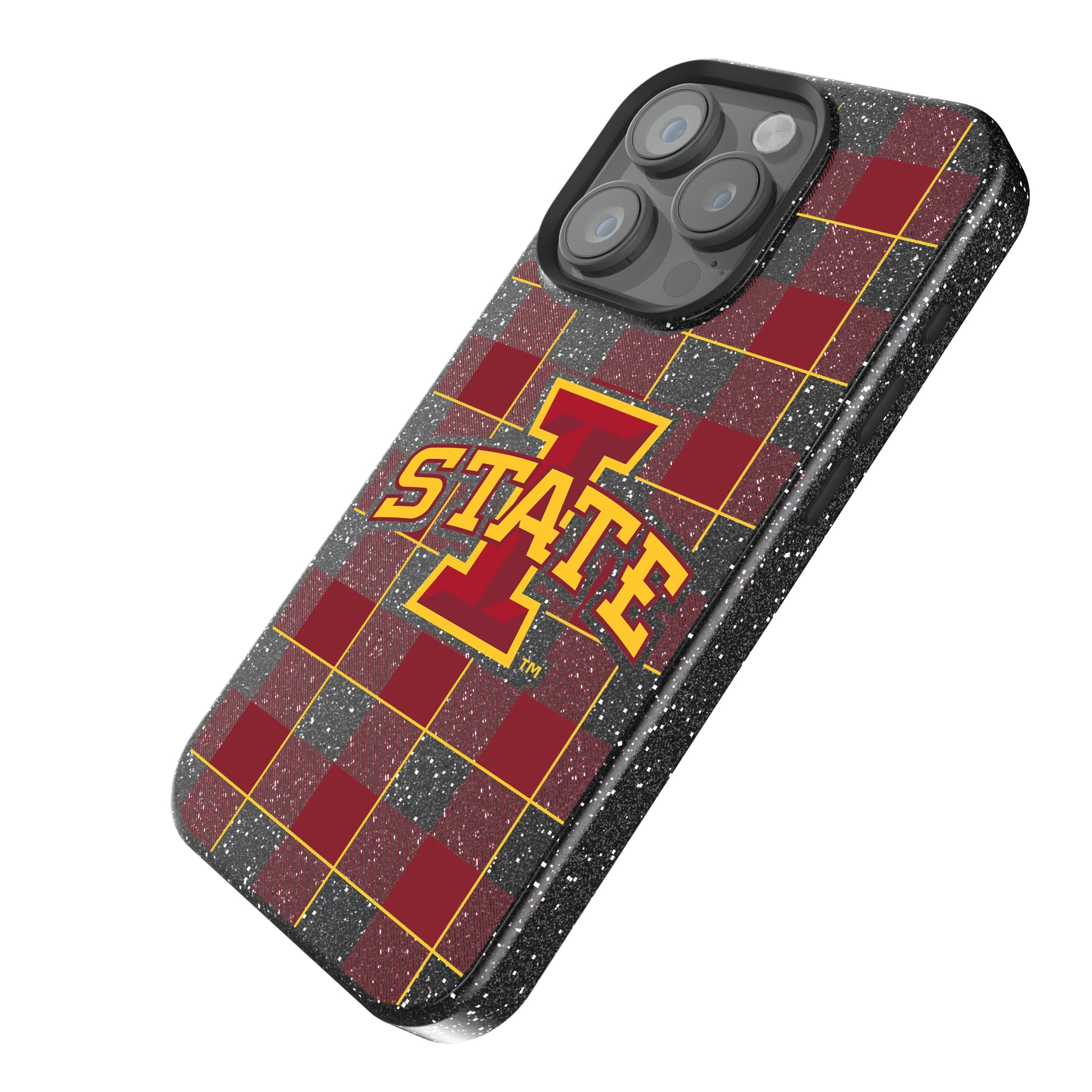 Iowa State University Cyclones Plaid iPhone Bling Phone Case for Apple iPhone - Isometric View