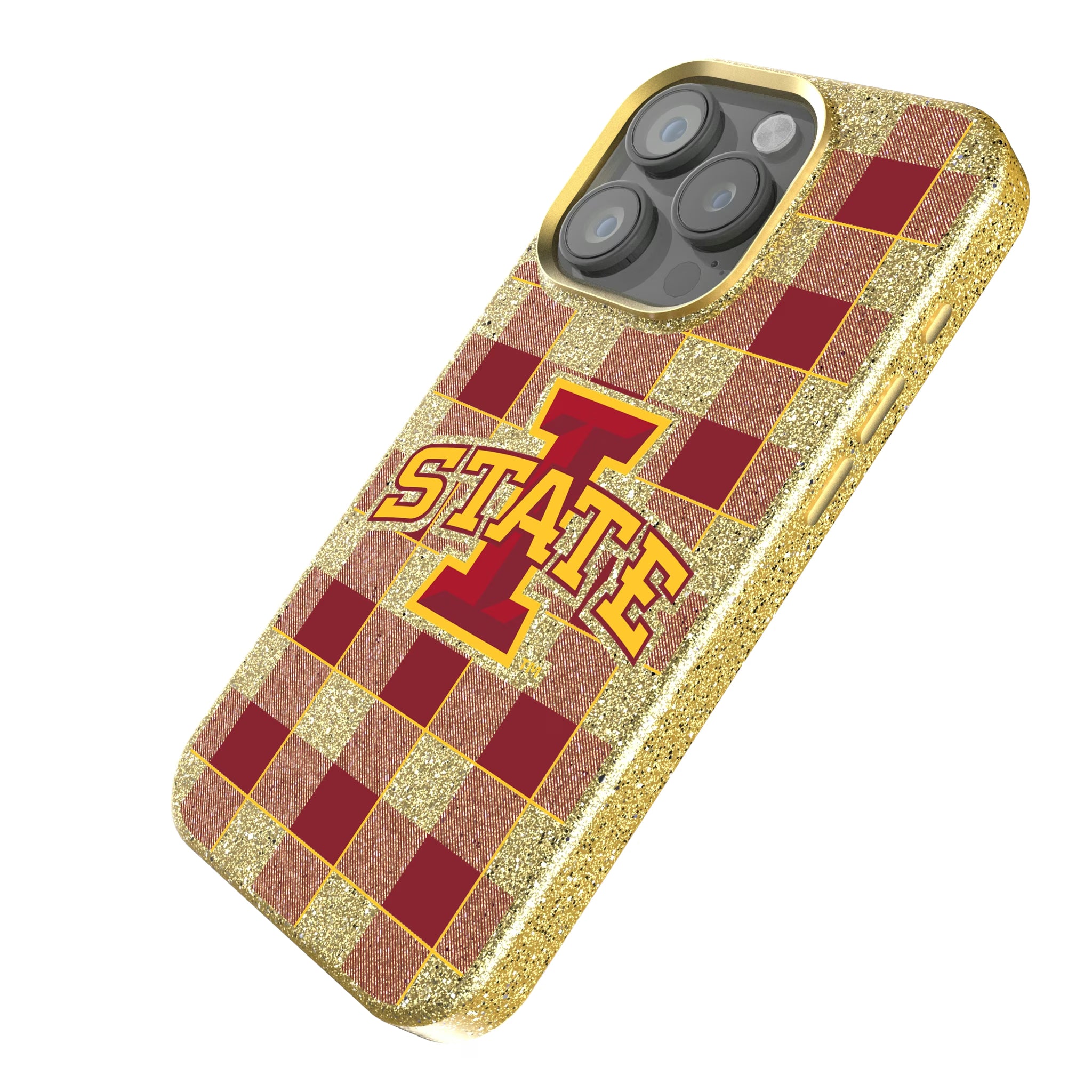 Iowa State University Cyclones Plaid iPhone Bling Phone Case for Apple iPhone - Isometric View