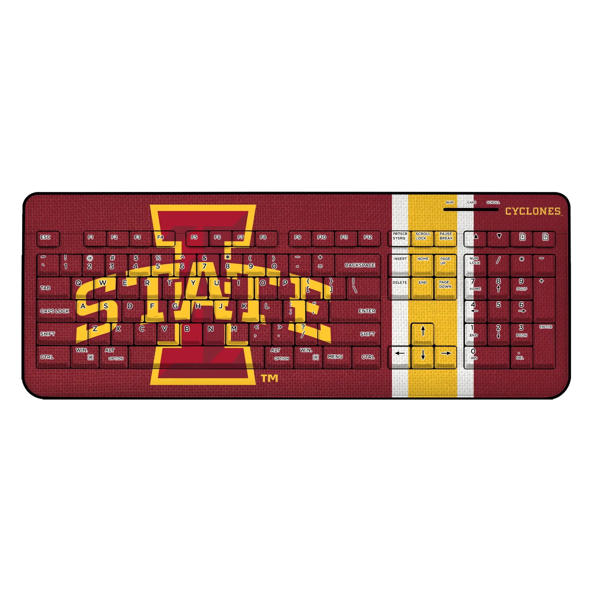 Iowa State University Cyclones Stripe Wireless USB Keyboard