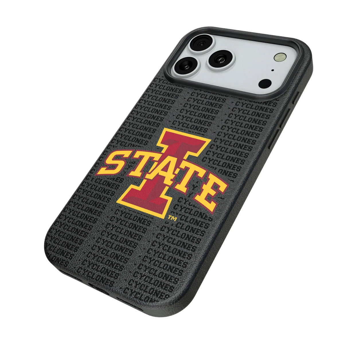 Iowa State University Cyclones Text Backdrop iPhone MagSafe Compatible Phone Case for Apple iPhone - Isometric View#Device_iPhone 18 Pro Max