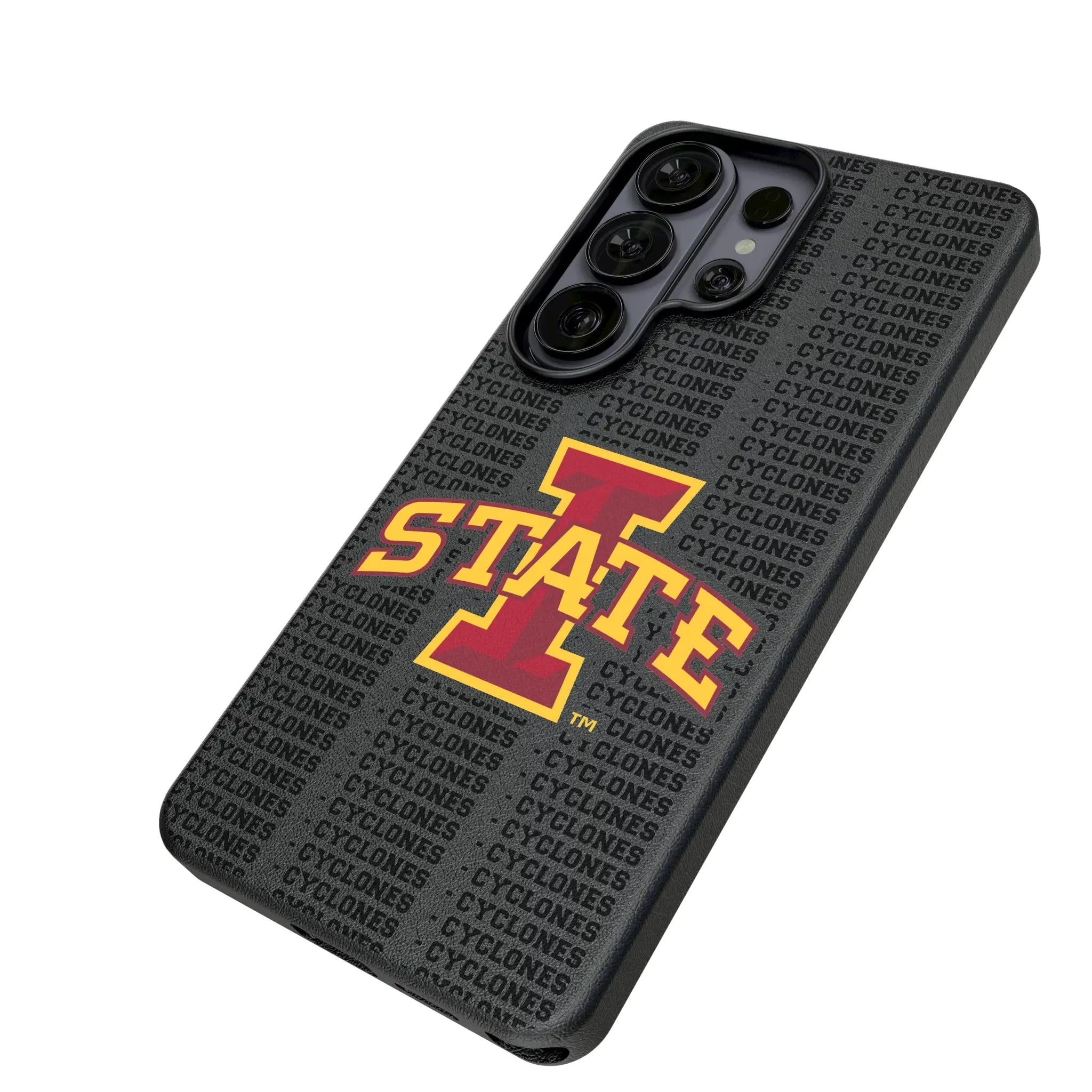 Iowa State University Cyclones Text Backdrop Galaxy MagSafe Compatible Phone Case for Samsung Galaxy - Isometric View#Device_Galaxy S26 Ultra