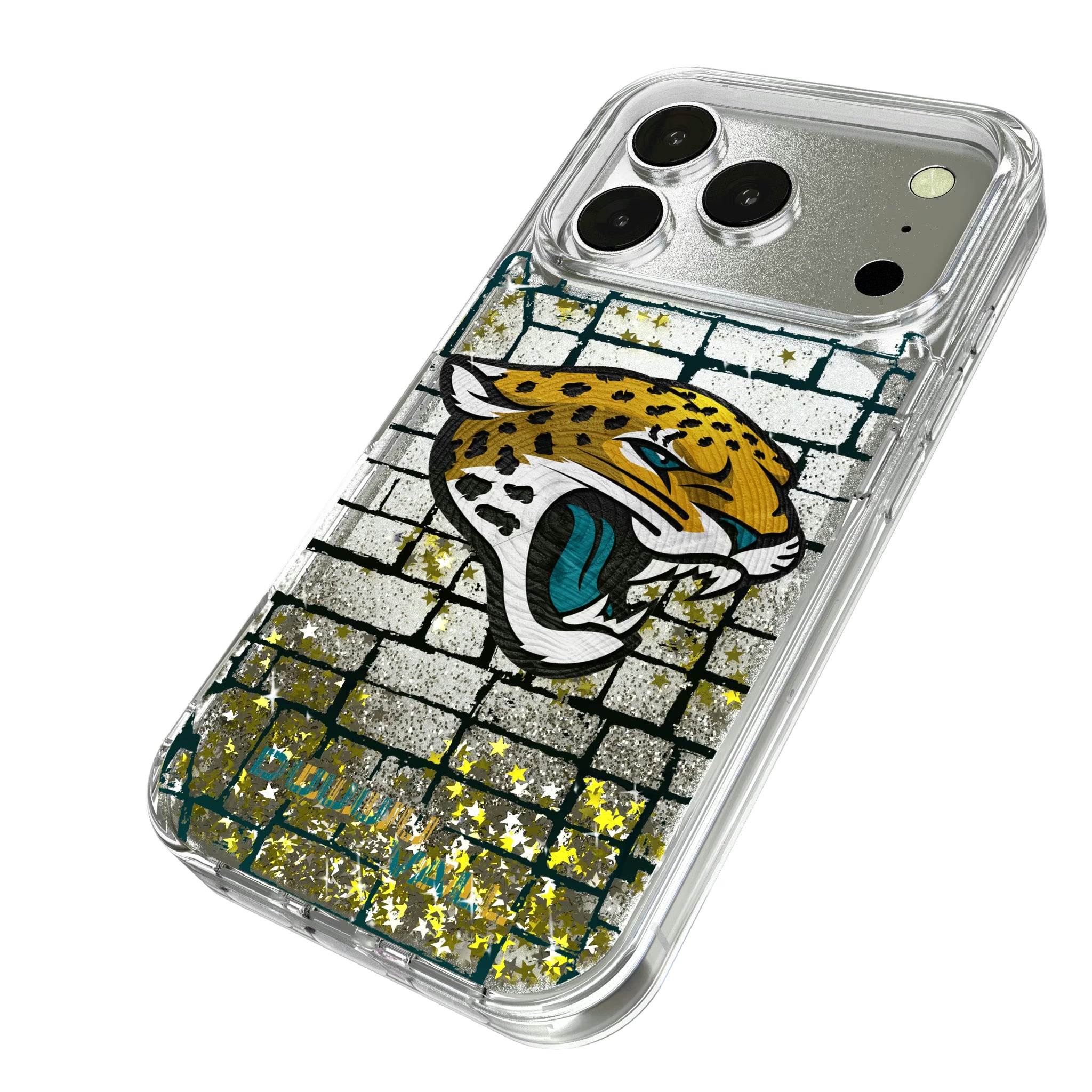 Jacksonville Jaguars Brick iPhone Glitter Phone Case for Apple iPhone - Isometric View