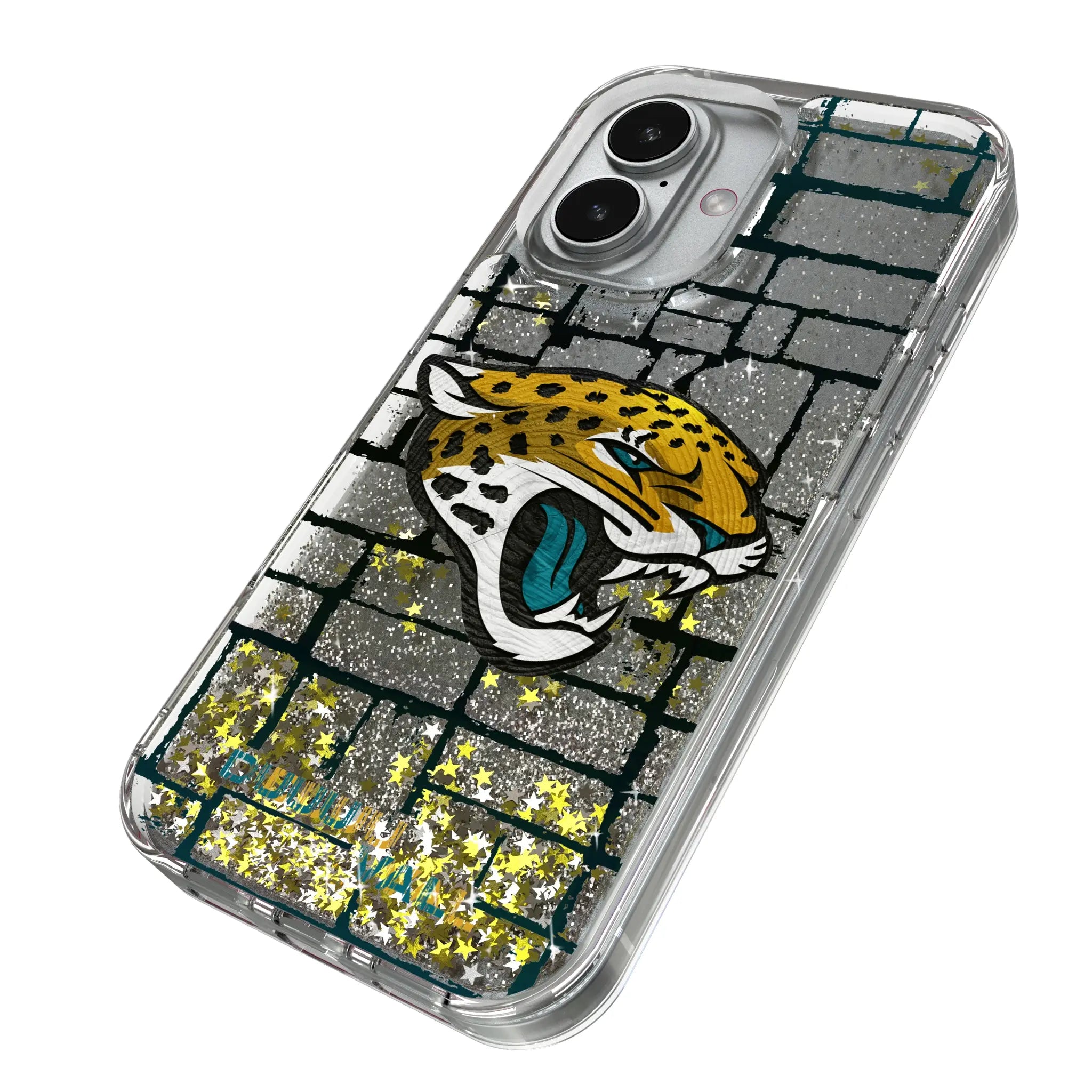 Jacksonville Jaguars Brick iPhone Glitter Phone Case for Apple iPhone - Isometric View