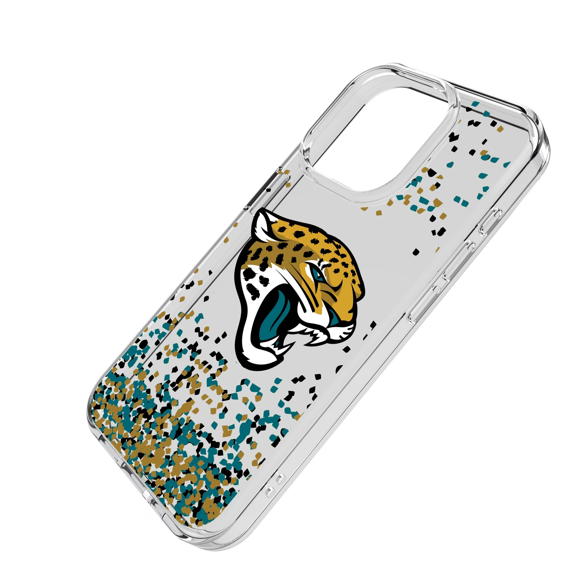 Jacksonville Jaguars Confetti iPhone Clear Phone Case for Apple iPhone - Isometric View