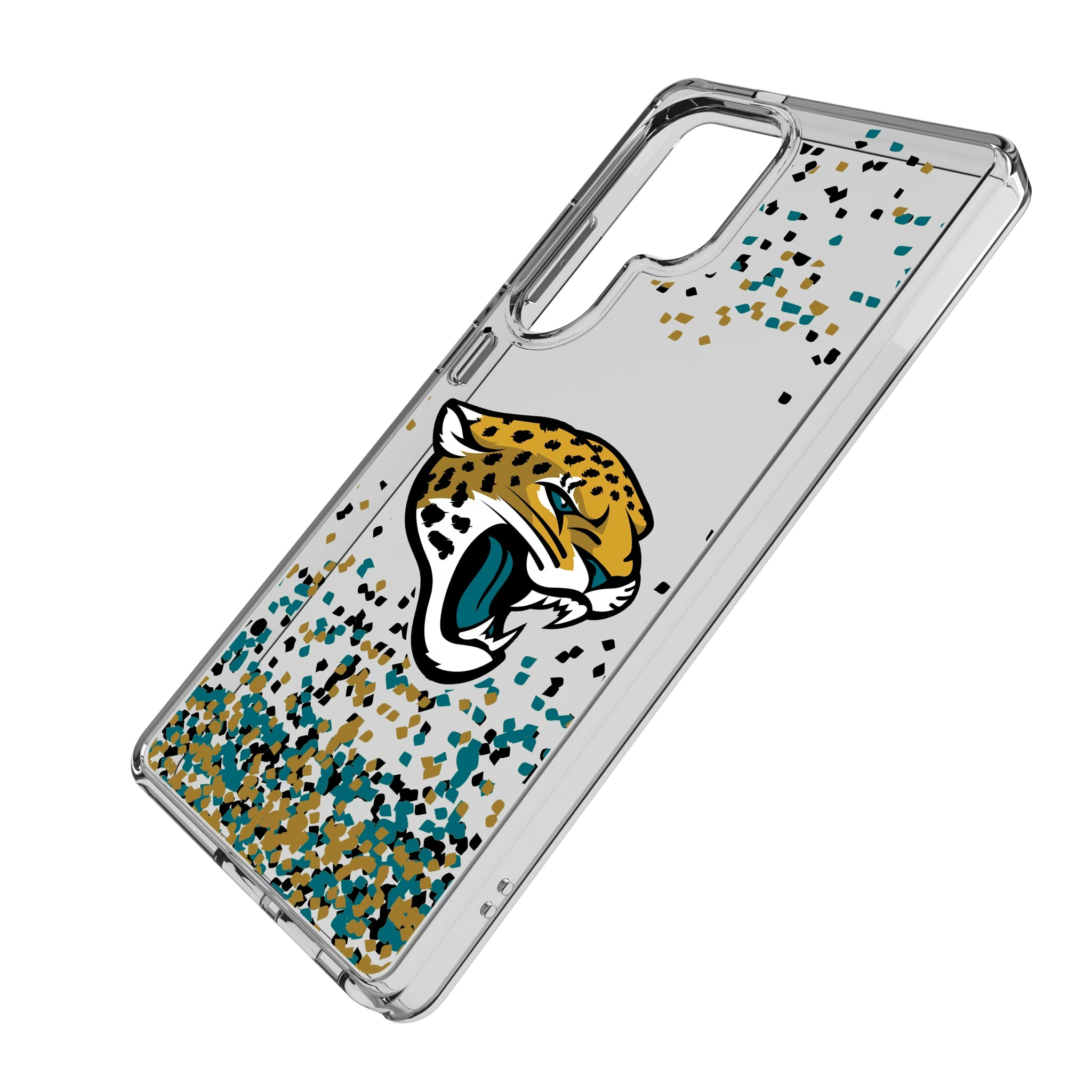 Jacksonville Jaguars Confetti Galaxy Clear Phone Case for Samsung Galaxy - Isometric View