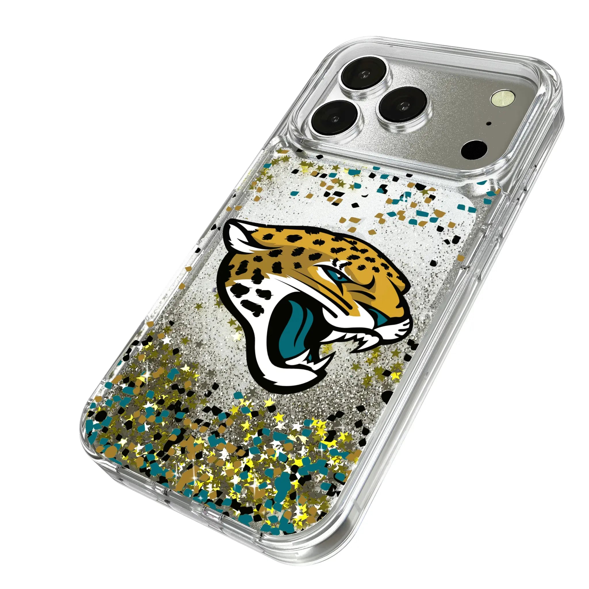 Jacksonville Jaguars Confetti iPhone Glitter Phone Case for Apple iPhone - Isometric View