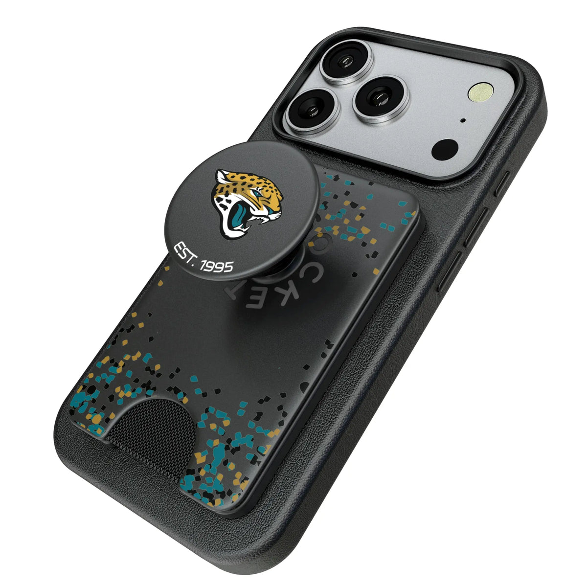 Jacksonville Jaguars Confetti Popsockets Wallet Magnetic - Isometric View
