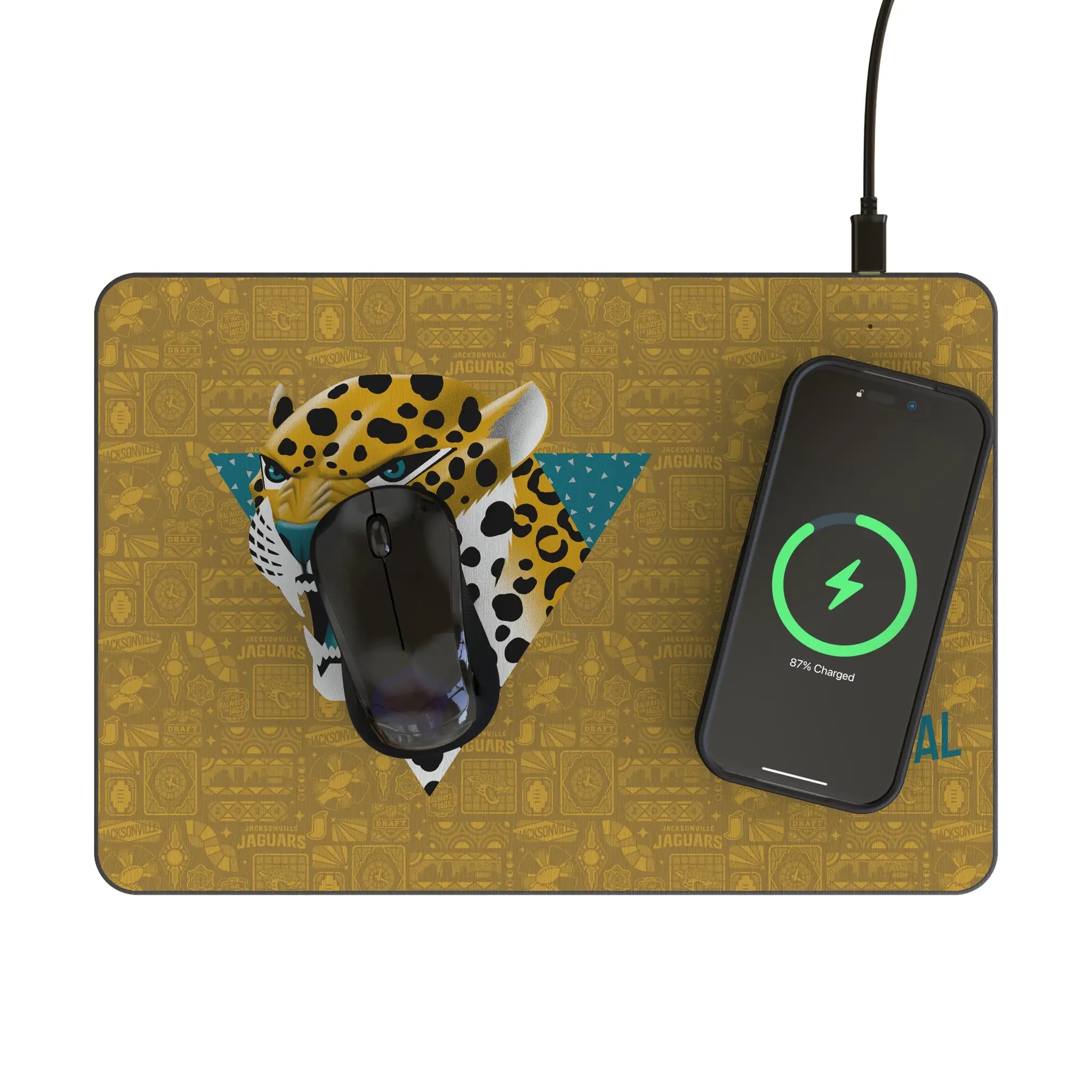 Jacksonville Jaguars Deco 15-Watt Wireless Charger and Mouse Pad - Lifestyle
